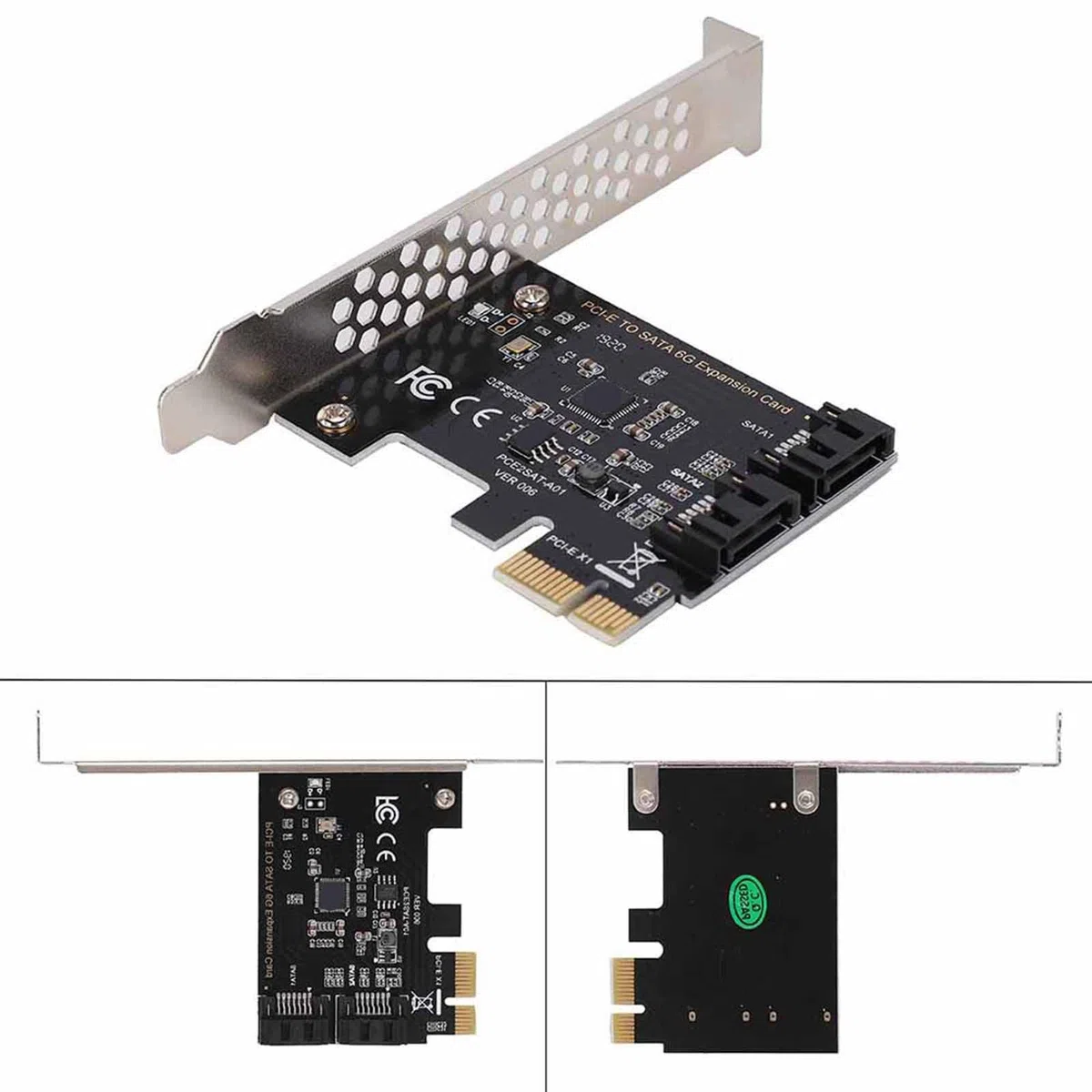 Carte PCI Express, 6 Gbps Cartes d'adaptateur d'extension Cartes PCI-E PCI Express vers SATA 3.0 2 Ports SATA III Adaptateur PCI-E pour XP/7/8, Vista, Mac, Linux, Server2003.