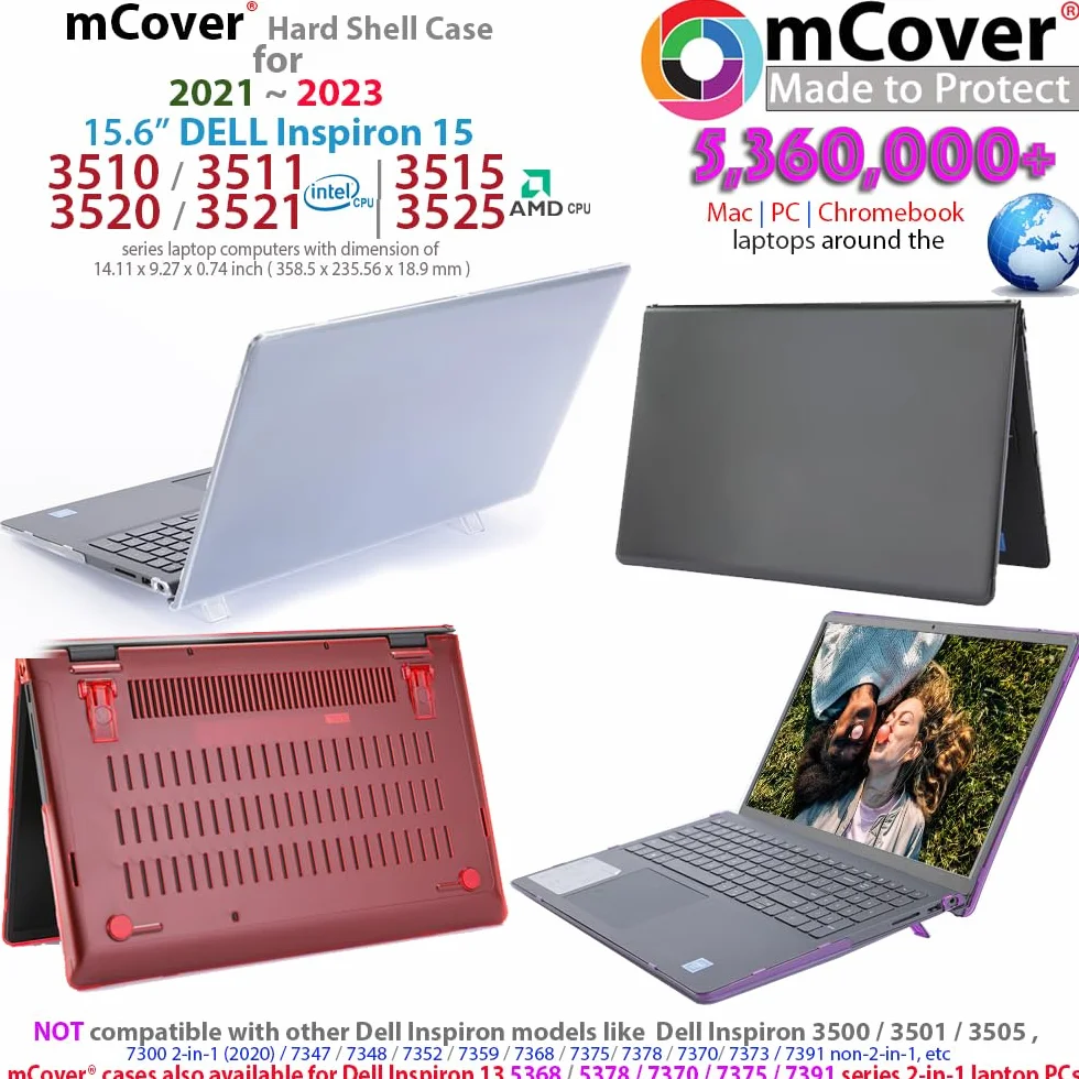 mCover Coque Compatible Uniquement avec Les Portables Dell Inspiron 3510/3511/3515/3520/3521/3525/3530 15,6 Pouce (ne Convient Pas aux Portables Latitude 35xx et Autres modèles) (Aqua)
