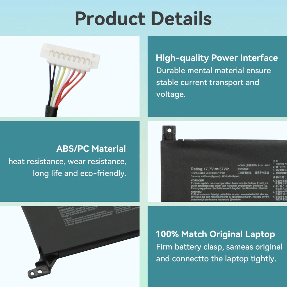 C21N1818 B21N1818-3 Batterie pour ASUS VivoBook A409 D409 F409 M409 X409 A509 D509 F509 M509 X509 D409BA D409DA M409BA M409DA F409FA A409MA A409FA A409FJ A409JA A409JB A409JP X409DA X409BA X409FA