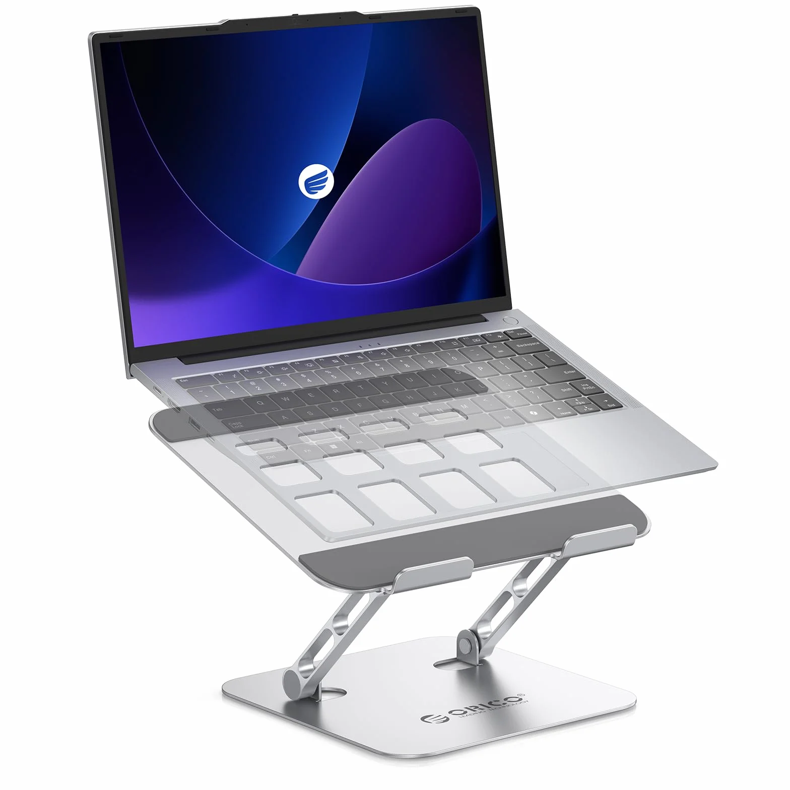ORICO Support Ordinateur Portable Réglable en Hauteur, Support PC Portable Pliable en Aluminium, Support Ergonomique Ventilé pour Bureau, Compatible MacBook Air/Pro et Laptops 10-17"- ST11, Argent