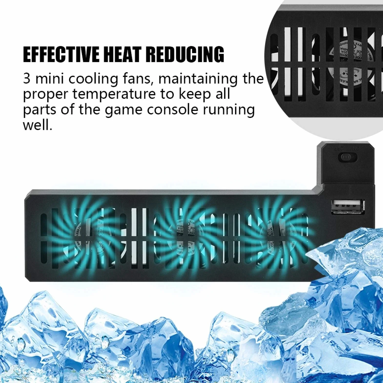 Ventilateur de refroidissement externe pour ONE X - Dissipation thermique à trois ventilateurs Radiateur USB Ventilateur de console de jeu Refroidisseur monté latéralement -