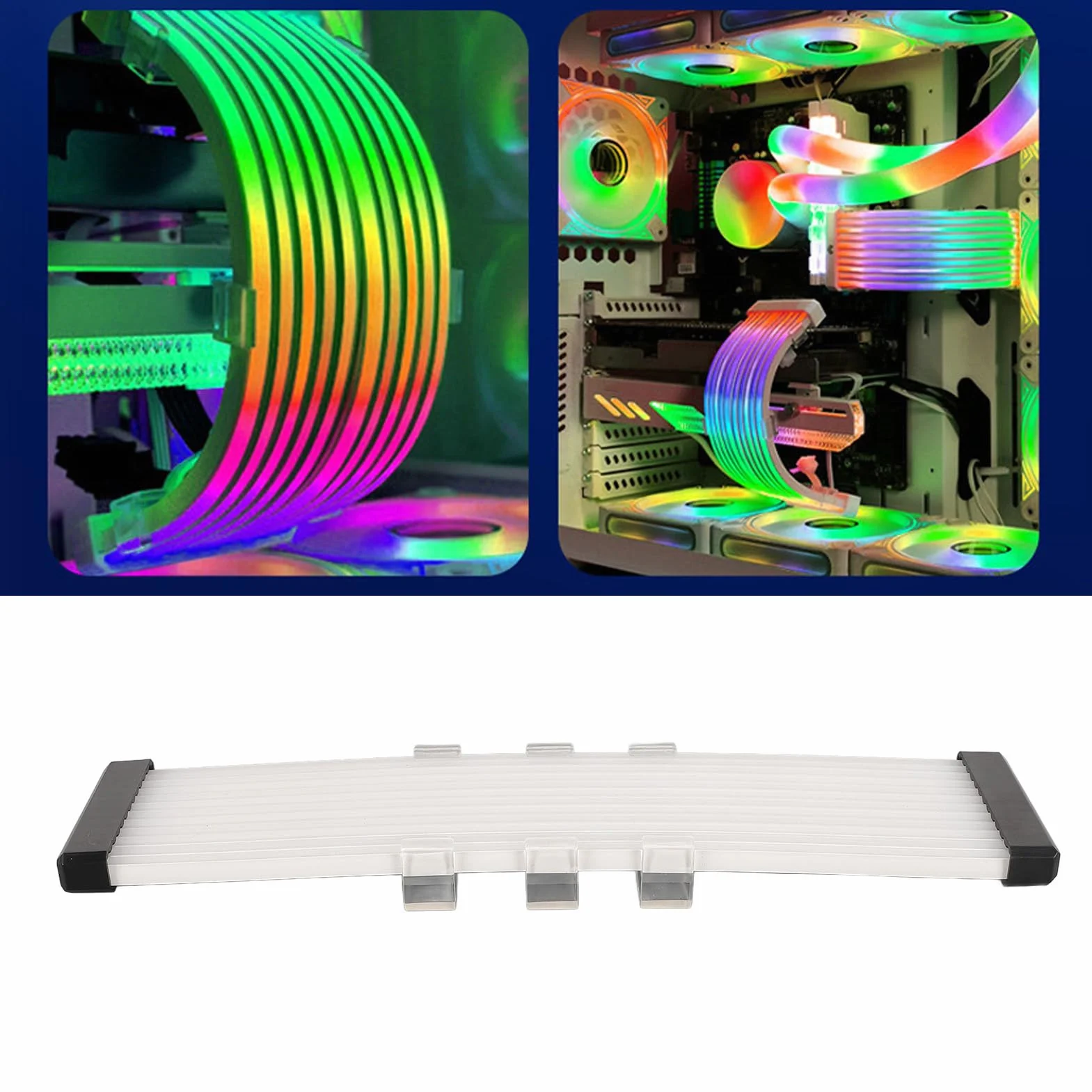 Câble D'extension d'alimentation RVB, Câble d'alimentation de Carte Mère ARGB, Câble d'alimentation synchronisé 5 V 3 Broches avec Tube en Silicone (X12 Wide (pour câble 24