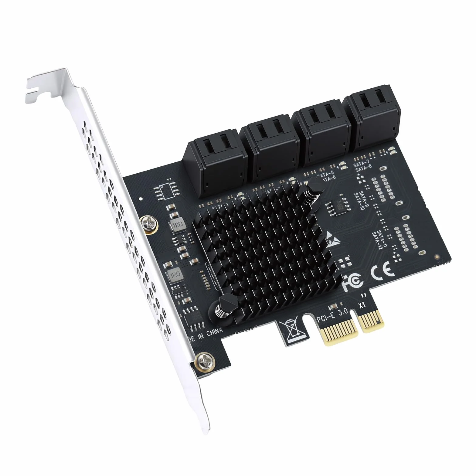 ELUTENG Carte PCIe SATA 8 ports, adaptateur PCIe vers SATA SATA 3.0, carte contrôleur PCI Express X1, carte d'extension pour ordinateur de bureau, prise en charge du disque SSD HDD, démarrage comme