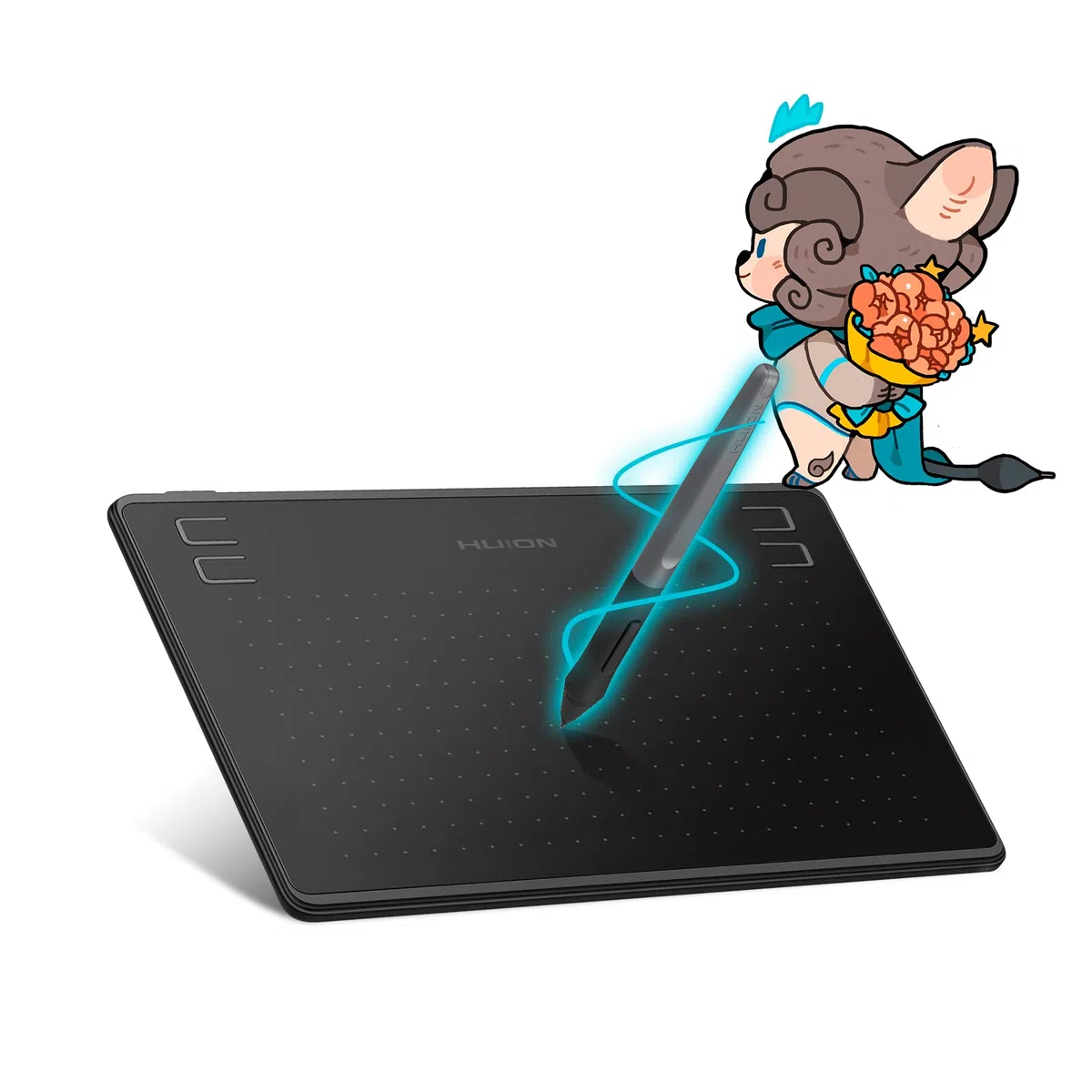 HUION HS64 Tablette Graphique Numériques, Support Android, OSU, Tablette de Dessin de 6,3x4 Pouces avec 4 clés Express, Stylet sans Batterie 8192, Idéal pour Débutant et Joue OSU