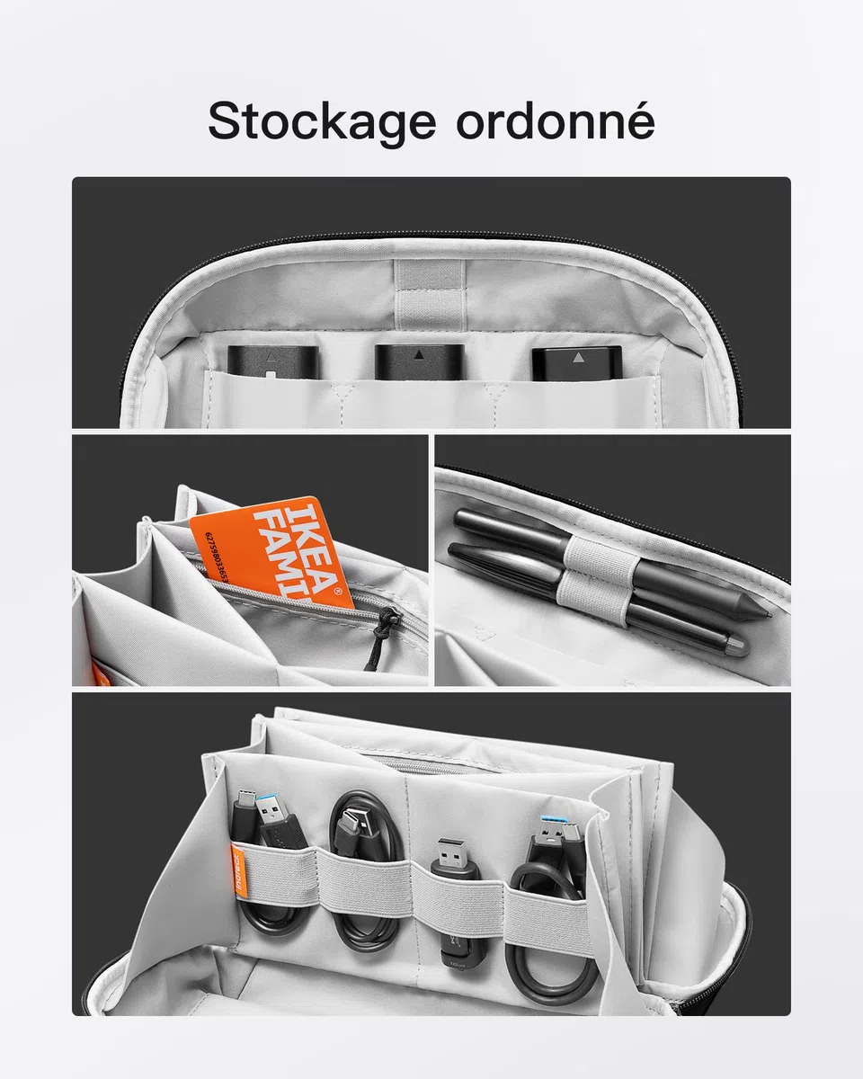 Inateck Sac de Rangement Câbles,Organisateur d'accessoires électroniques avec poignée,Pochette Organisateur de Gadgets, résistant aux éclaboussures étui de Transport pour