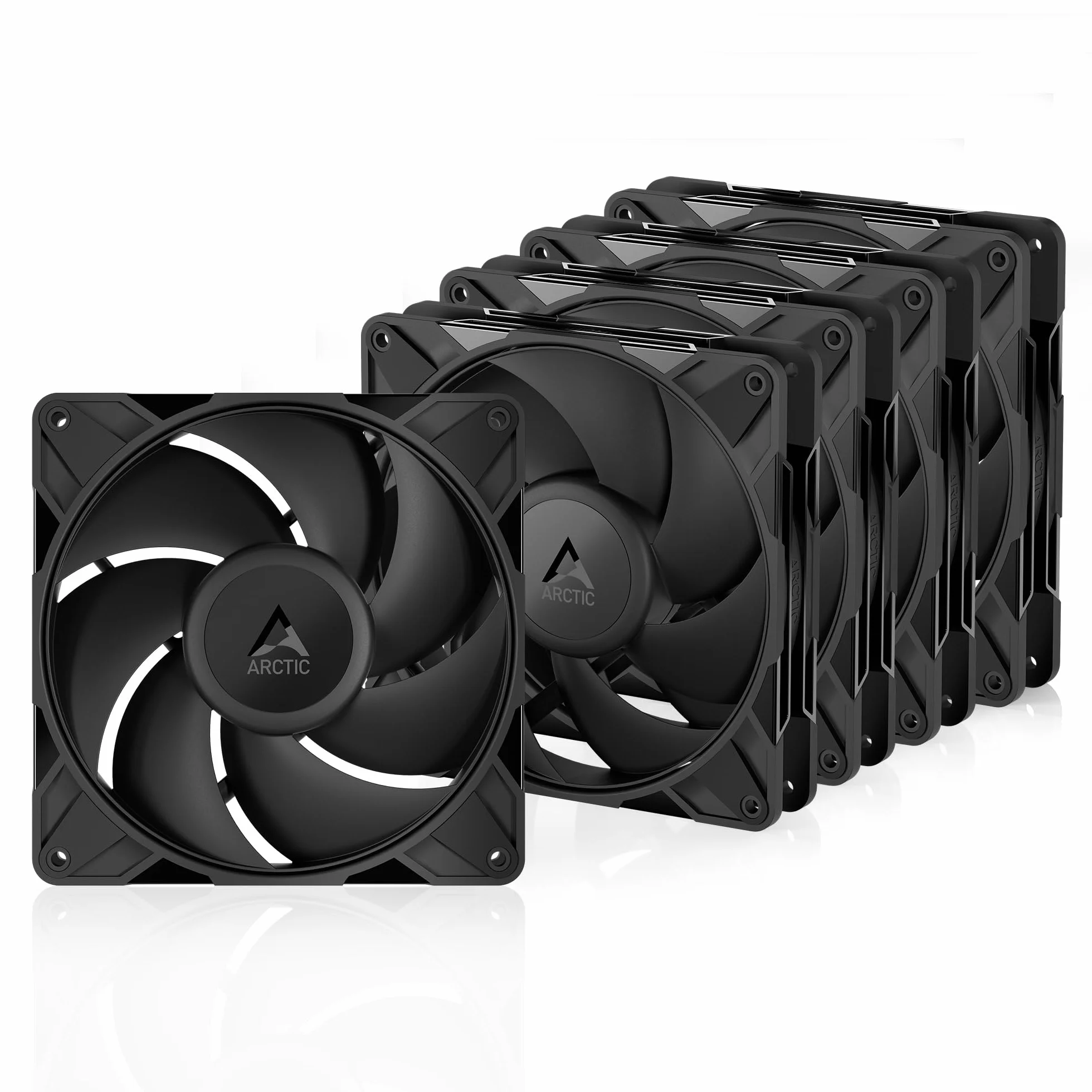 ARCTIC P14 Pro PST - 5 Piéces - Puissant ventilateur premium, ventilateur PWM 140 mm avec répartiteur de câble en Y, 400-2500 rpm, 0 rpm <5% PWM, palier Fluid Dynamic, 4-Pin - Noir