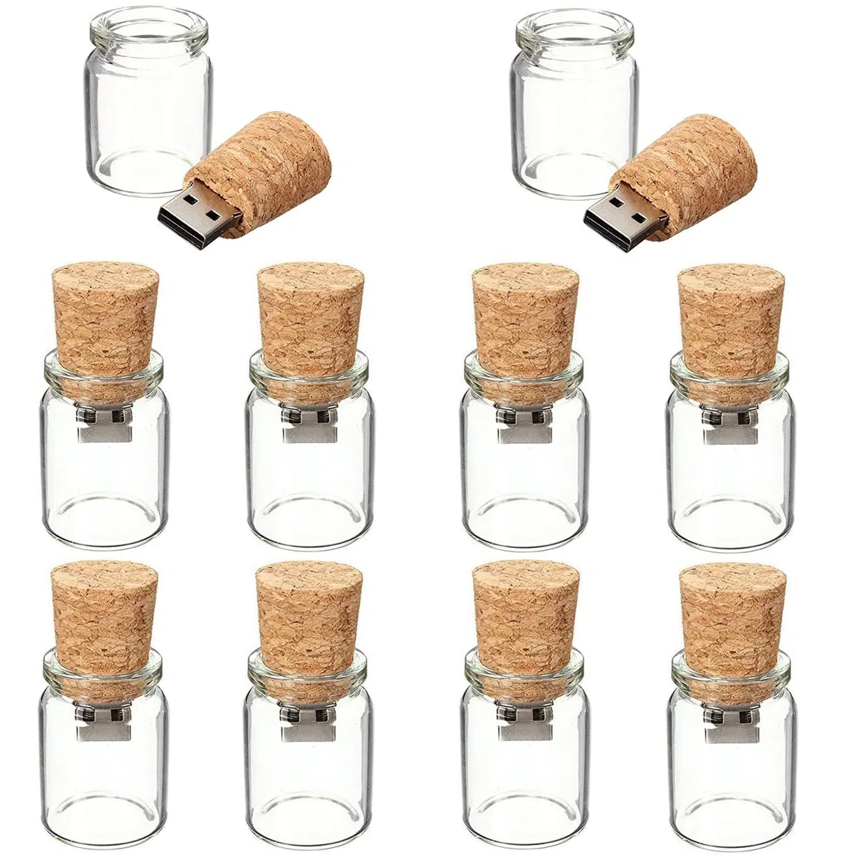 Lot de 10 clés USB en forme de bouteille 512 Mo