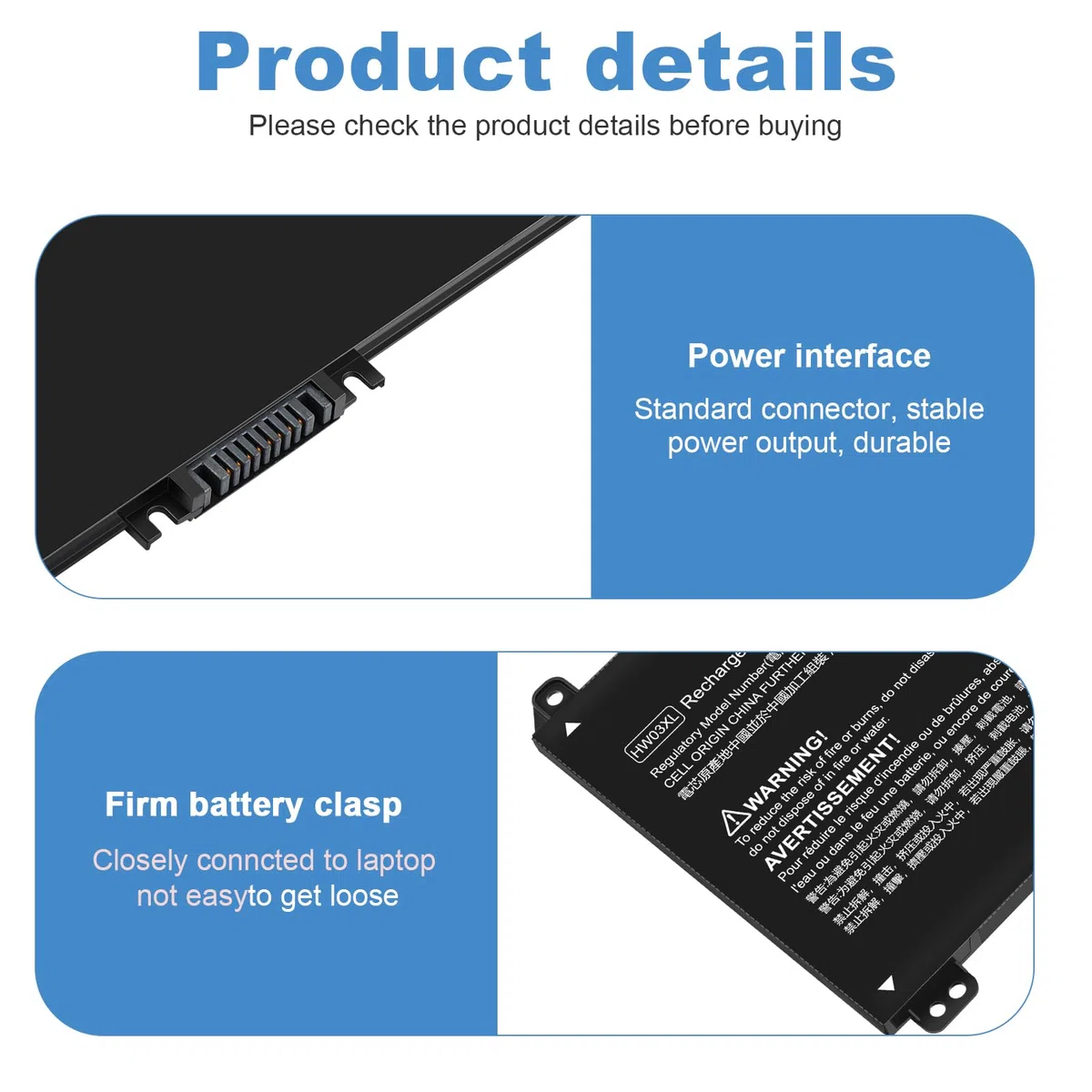 ASUNCELL HW03XL Batterie d'ordinateur Portable pour HP 255 470 G8, HP 240 245 250 255 G9 Series, Pavilion 15-EG 15-EG0000 15-EH 15-EH0000 17-CP 17-CP0000 17Z-CP0000 17-CN Series, 11.34V/41.04Wh