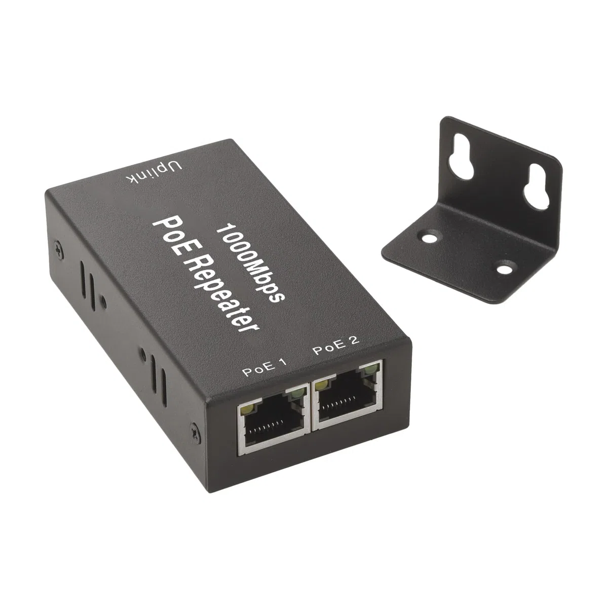 2 Port PoE Extenseur Gigabit, 1 PoE in 2 PoE Out Extender, IEEE 802.3af/at Compatibles 1000 Mbps, Wall Mount Waterproof Extension Supplémentaire de 100 m pour Caméras PoE Plug and Play