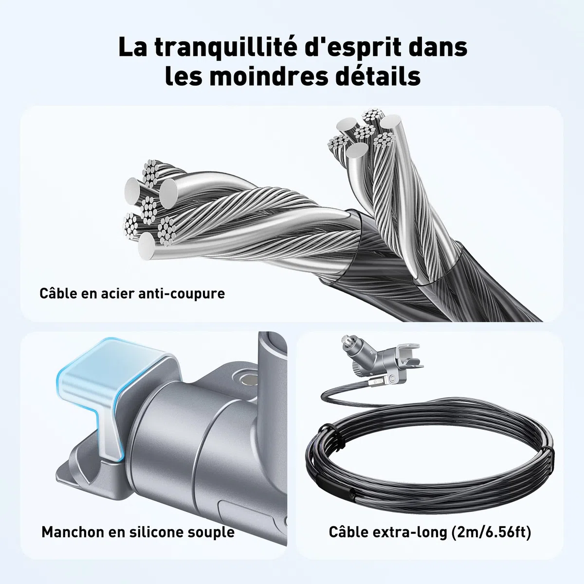 AboveTEK Câble de verrouillage pour ordinateur portable MacBook Pro 14/16 (2021–2024), verrou de sécurité antivol à clé pour ordinateur portable, câble de verrouillage d'ordinateur en acier résistant