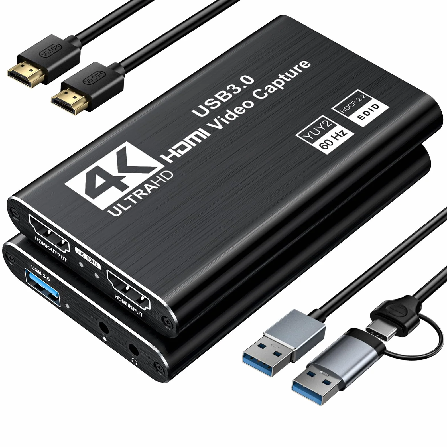 XIIXMASK Carte de Capture Vidéo, Carte de Capture USB 3.0 Sortie Boucle HDMI, Capture de Jeu Vidéo 1080P 60FPS Compatible avec PS5/Caméra/PC
