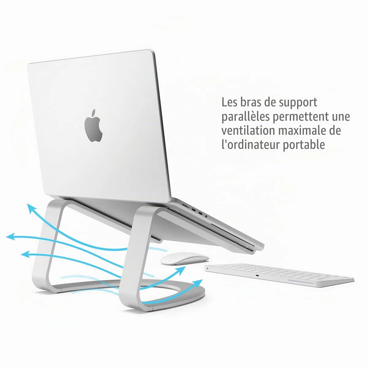 Twelve South Curve SE pour MacBooks et Ordinateurs Portables | Support de Refroidissement en Aluminium Ergonomique pour Bureau à Domicile ou au Bureau, Couleur Argent.