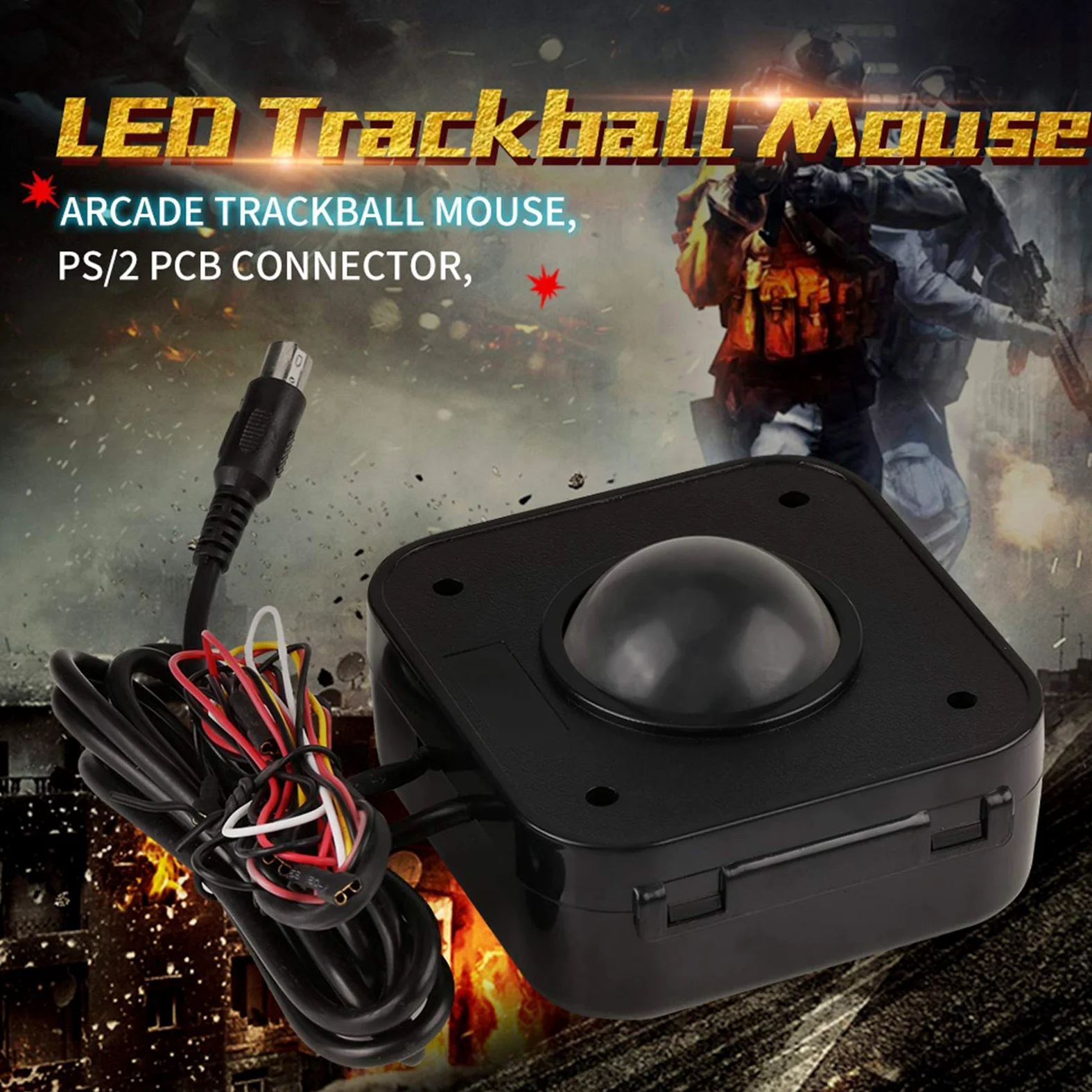 Fyearfly Souris avec Trackball à LED - Rond éclairé de 4,5 cm Connecteur PCB PS/2 Action Coulissante avec Trackball pour Console de Jeu