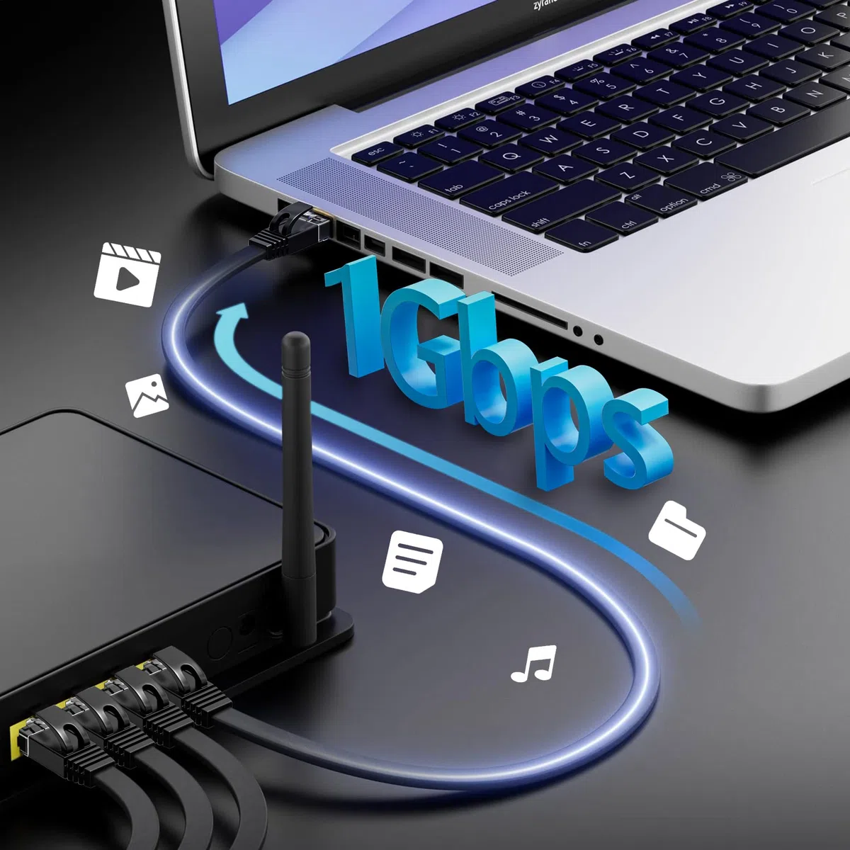 ikbc Cable Ethernet 30m, Cat 6 Cable RJ45 30m Haute Débit Câble Réseau, Long Câble Interent 30 Metre Plat, Cuivre Cable Patch Noir pour Routeur -30 Clips