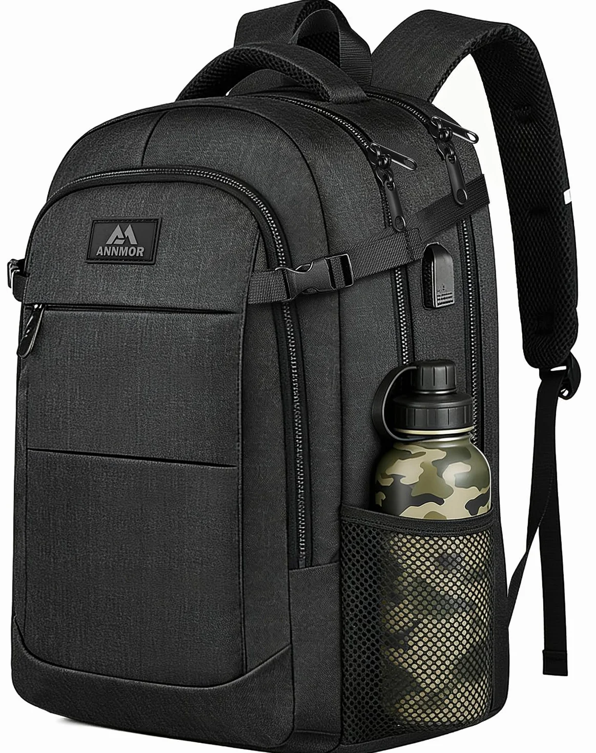 Sac à Dos Ordinateur 17,3 Pouces Homme, Sac PC Grande Capacité 35L Imperméable avec Port USB, Sac à Dos Antivol pour Travail, Université et Voyage Cabine