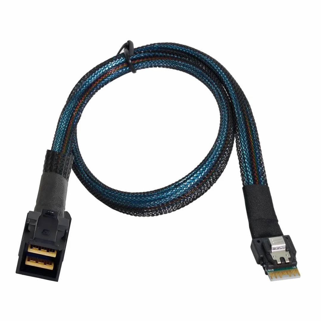 Chenyang 50 cm Slim Line SAS 4.0 Sff-8654 4I 38pin Hôte au HD Mini SAS 4i Sff-8643 Cible de 36pin Câble