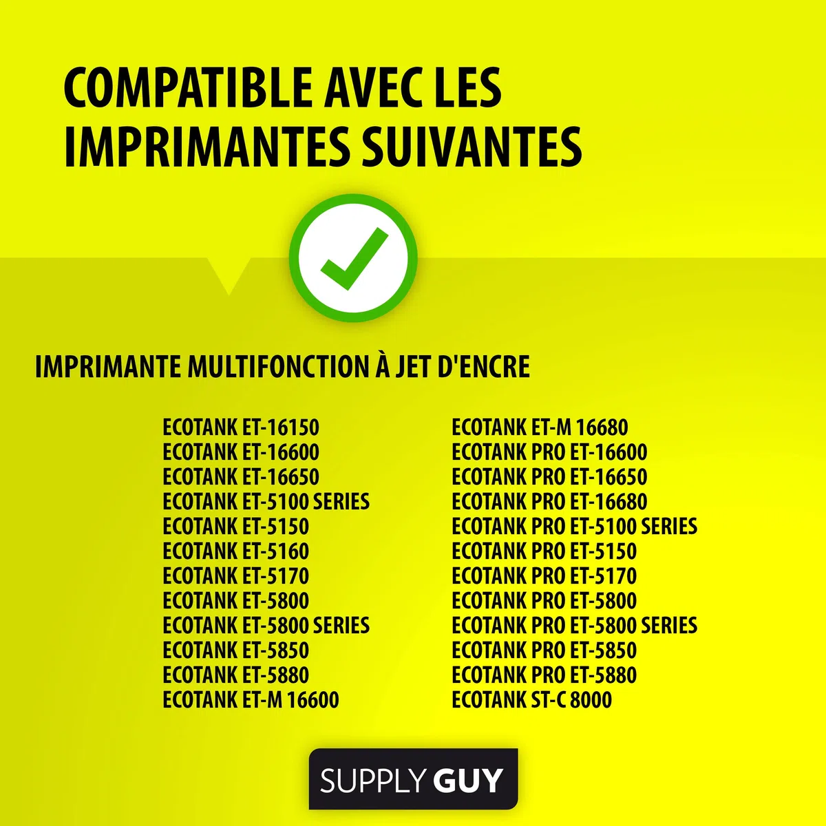 Supply Guy Encre compatibles avec Epson 113 pour EcoTank ET-5150 ET-5170 ET-5800 ET-5850 ET-16150 ET-16650 (4X Bouteilles d'encre 1x127ml, 3x70ml)