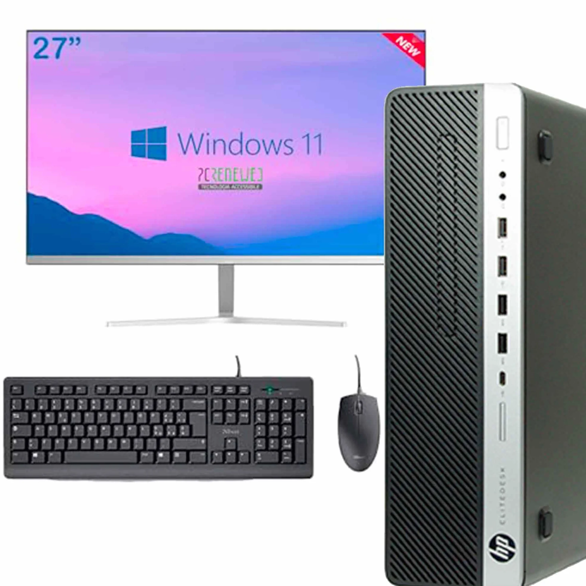 HP Poste de Travail complète All-in-One ProDesk SFF I5 7ᵉ génération, 16 Go RAM, SSD 512 Go, Clavier, Wi-FI, écran 27", Haut-parleurs intégrés, Windows 11, Office 21 (Reconditionné)
