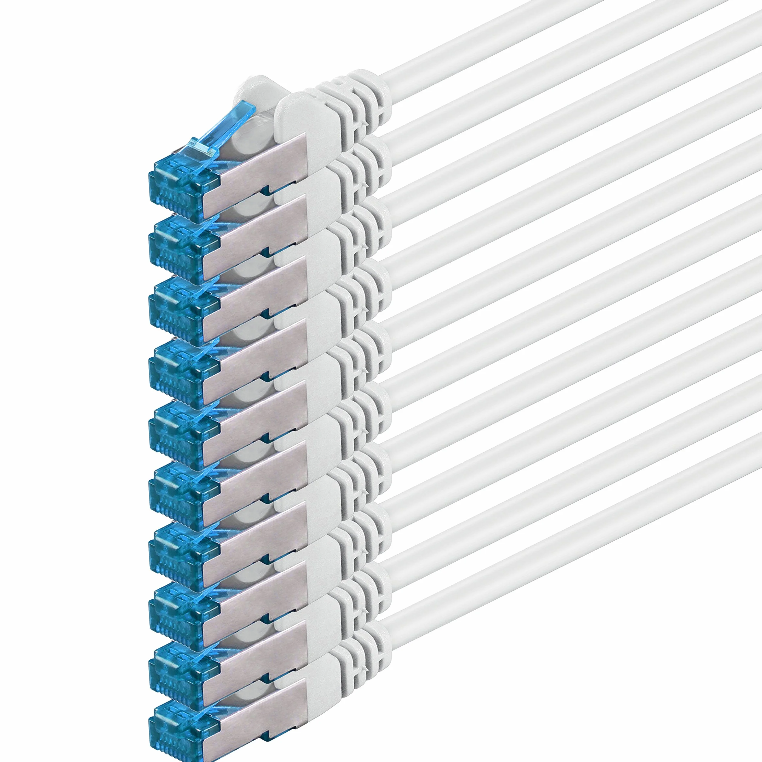 1aTTack.de Câble réseau CAT6a Cat6 Cat6 1,5 m 10 Gbit/s | Blanc - 10 pièces | CAT 6a | S-FTP | Double blindage