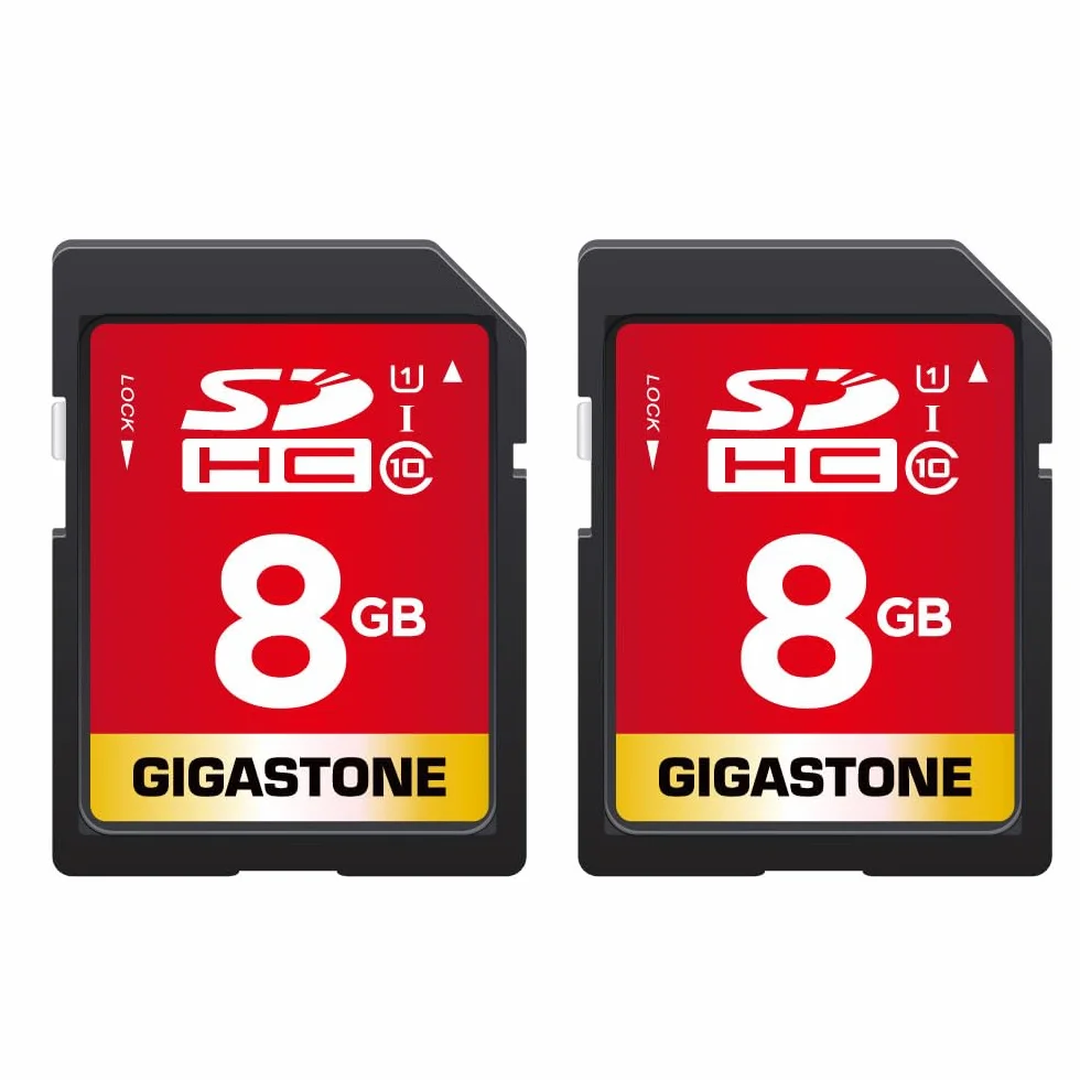 Gigastone 8 Go SDHC Carte Mémoire, Lot de 2 Cartes, Haute Vitesse pour La Réserve des Photos, des Vidéos, du Musique, des fichiers vocaux, Caméscope, Caméra, Enregistreur, PC, Mac, Classe 10