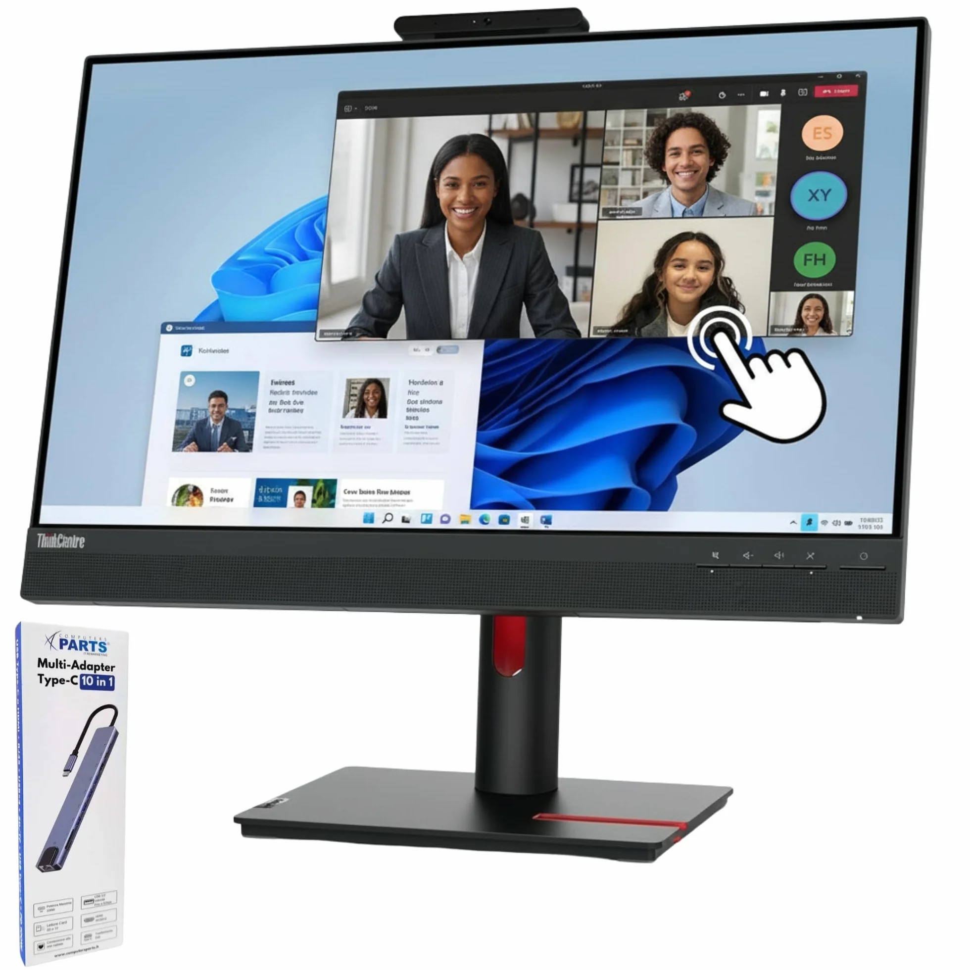 Lenovo Écran tactile tout-en-un 24" i5 8500 jusqu'à 3,50 GHz - 16 Go de RAM - 512 Go SSD - Windows 11 Pro - PC de bureau et professionnel USB-C