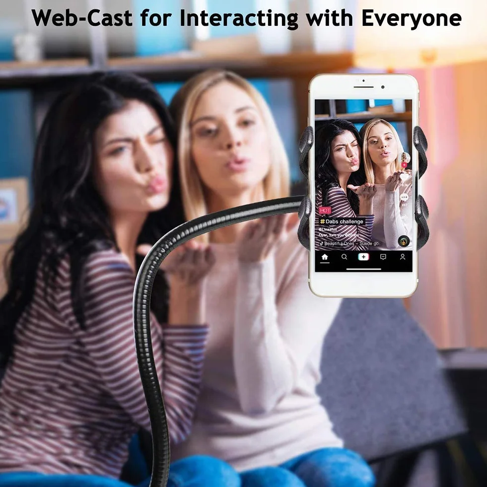 Ausla Support de Webcam avec Col de Cygne Flexible, 58,4 cm, Bras Réglable 360°, Clip Universel pour GoPro et Téléphone, Vis 1/4