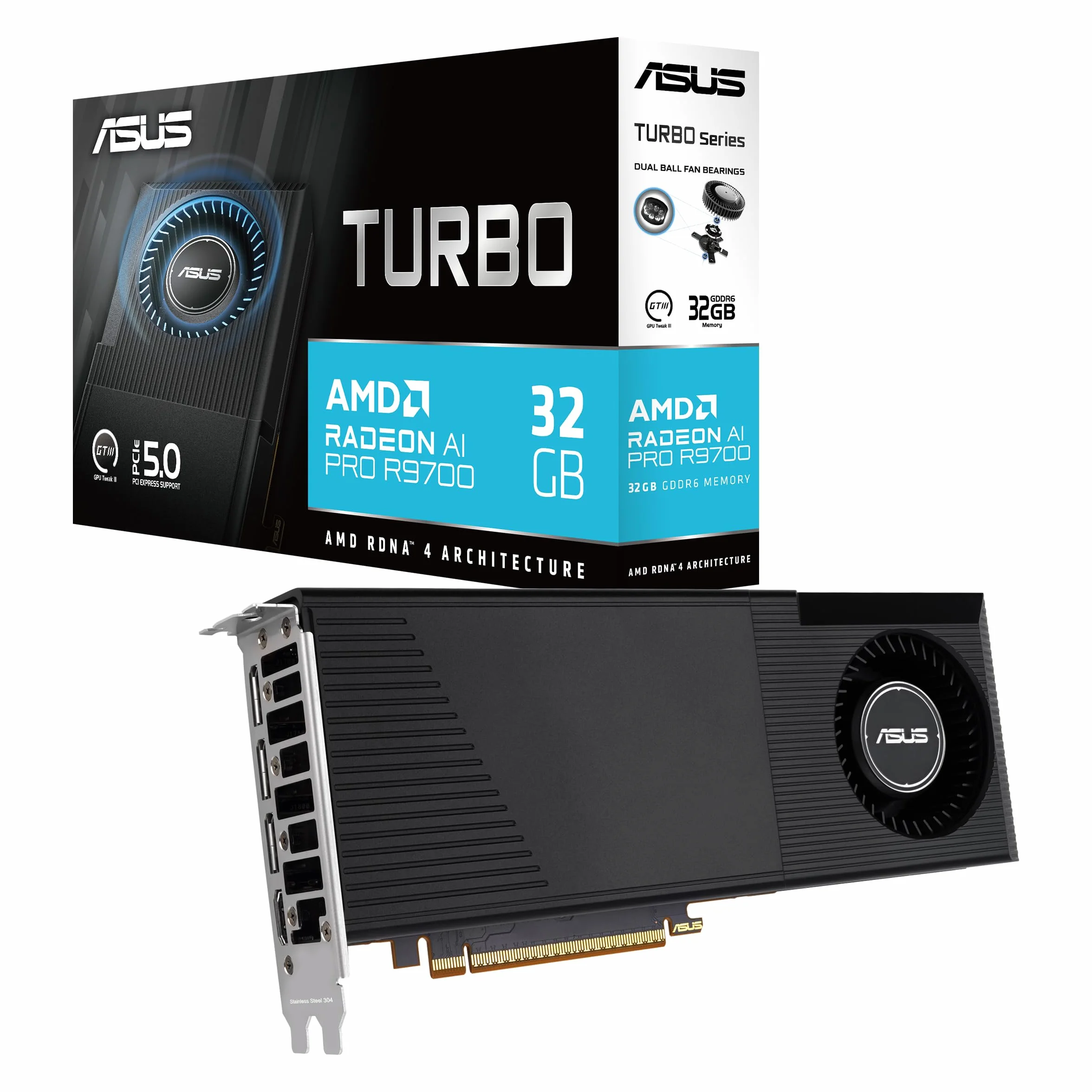 ASUS Turbo -AI-PRO-R9700-32G AMD Radeon AI Pro R9700 32 Go GDDR6
