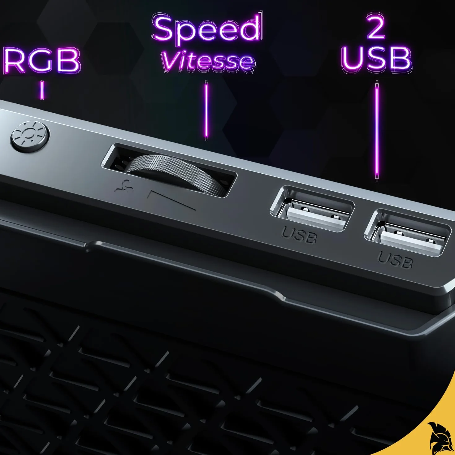 EMPIRE GAMING - Guardian C600 Refroidisseur PC Ordinateur Portable 12’’ à 15,6’’ - 6 Ventilateurs - Molette de Vitesse - 7 Modes RGB - 5 Hauteurs Réglables – Support Amovible