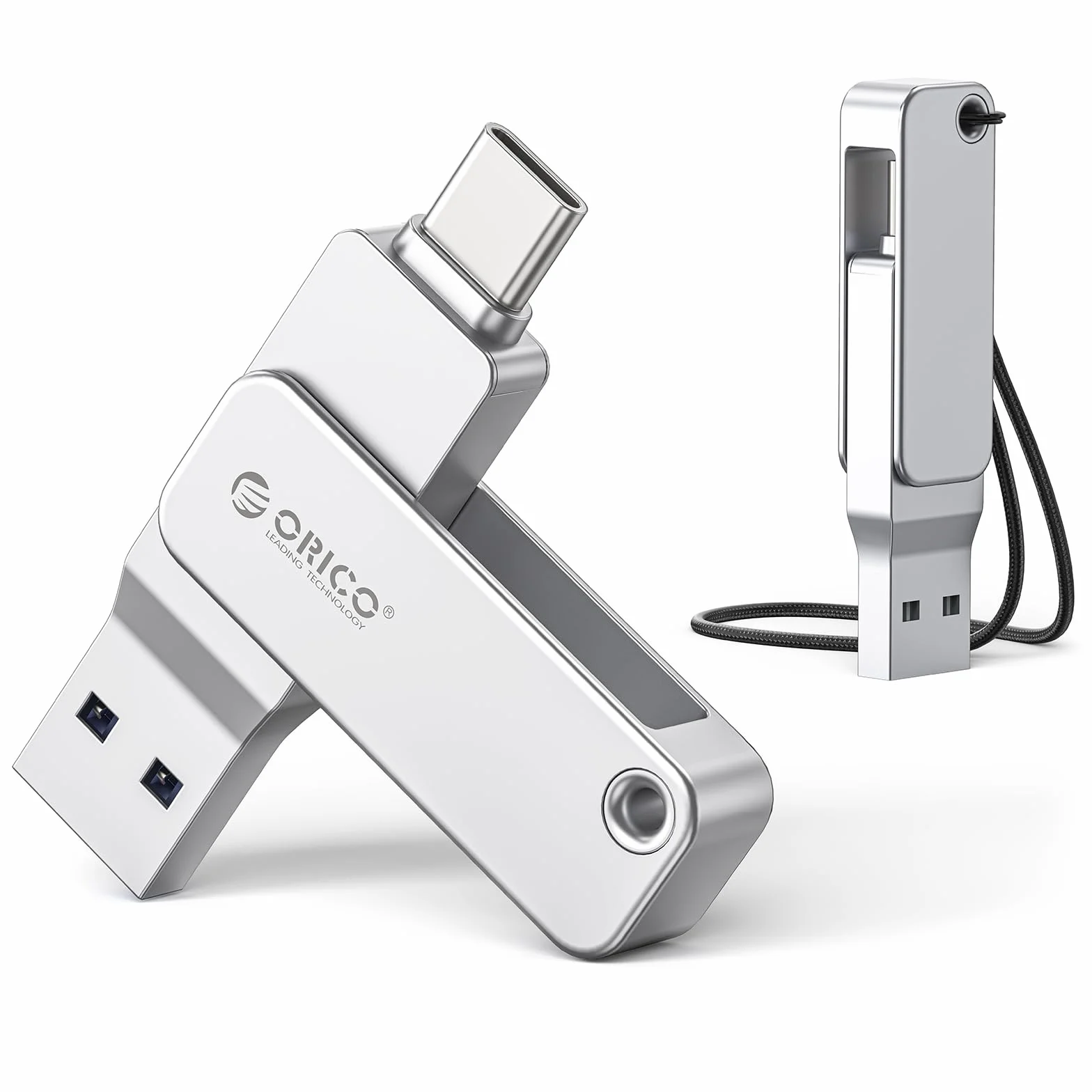 ORICO Clé USB 128 Go (Type C & USB-A), USB 3.2 Gen 1, Mini Pendrive Portable, Vitesse Lecture 150 Mo/s – pour iPhone 15/16/17, Android, Tablettes, Mac, Windows, Plug and Play -EB05