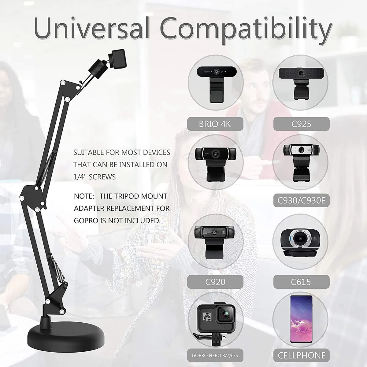 ziyuan Support de Webcam pour Support de Bras de Ciseaux de FlèChe de Suspension de Bureau avec Base Ronde AméLioréE, pour Webcam