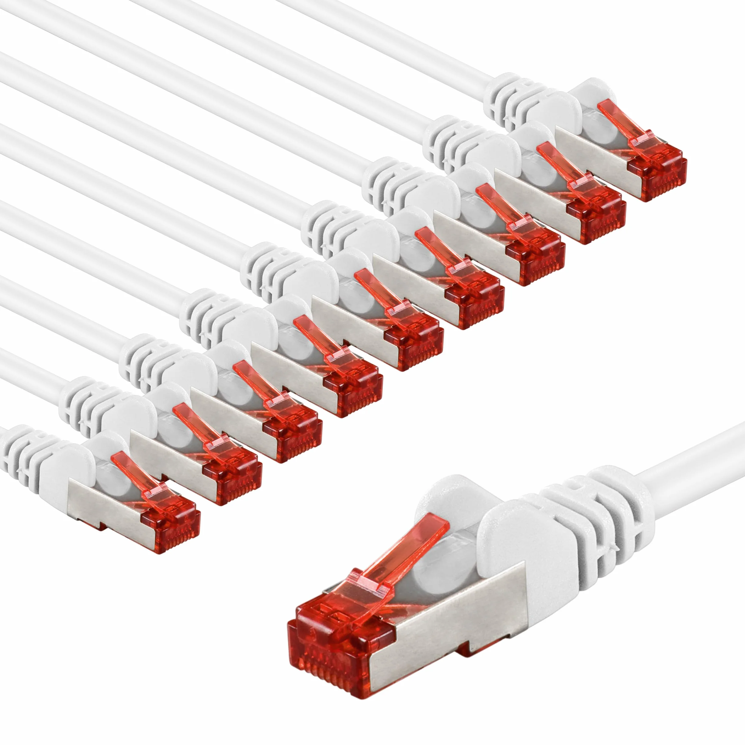 goobay Lot de 10 câbles réseau CAT6 blindés S/FTP/CU Ethernet PiMF LSZH/Cat 6 avec 10 Gbits Blanc 10 x 3 m 65988