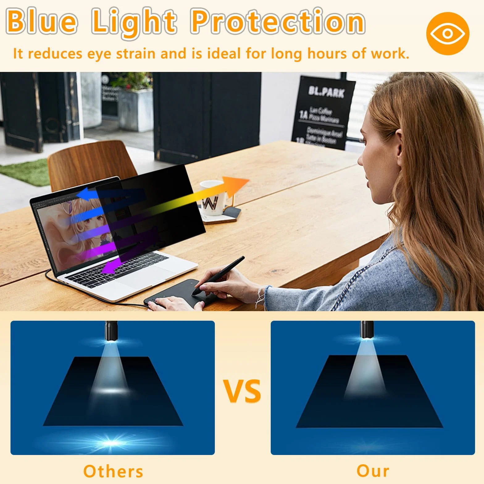 Filtre de Confidentialité 17 Pouces 16:10, Filtre Ecran Confidentialité, Film Anti-Lumière Bleu, Amovible Filtre Anti Espion Protection Ecran Compatible avec Dell/HP/Acer/Lenovo/ASUS/Sony