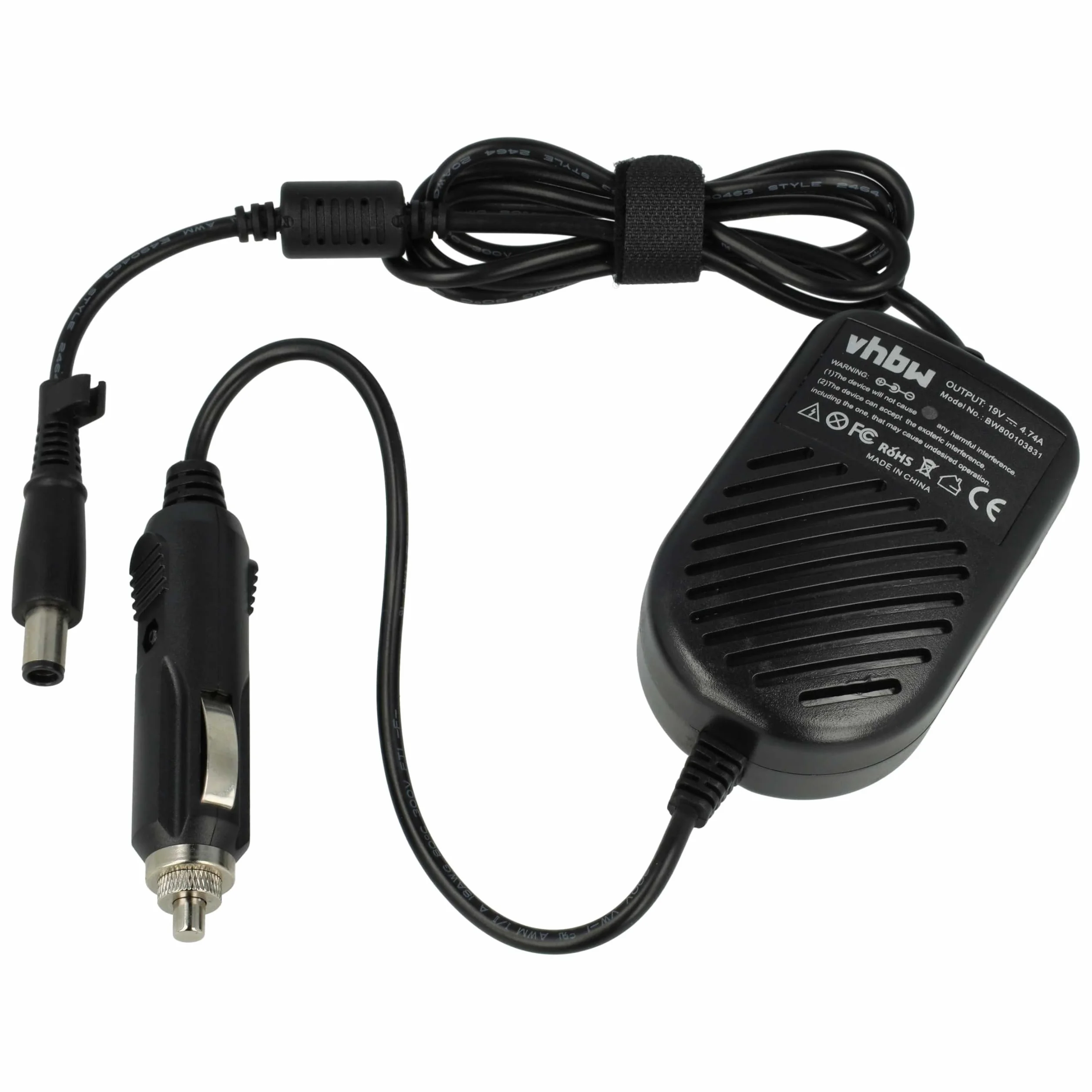 vhbw Chargeur Allume-Cigare Compatible avec HP EliteBook 2730p, 2740p, 2540p, 2530p, 2760p, 6730b Ordinateur Portable - Chargeur 12V Noir 4,74 A