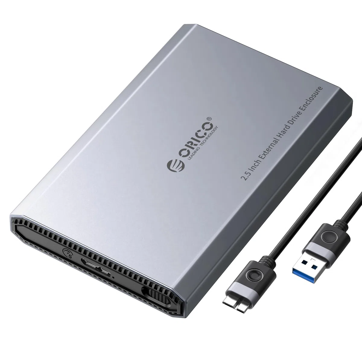 ORICO Aluminium Festplattengehäuse 2,5 Zoll USB 3.0, 5 Gbit/s Externes HDD Gehäuse für 2,5" SATA HDD SSD Maximal 6 TB mit USB Kabel, Unterstützt UASP (DD25U3)