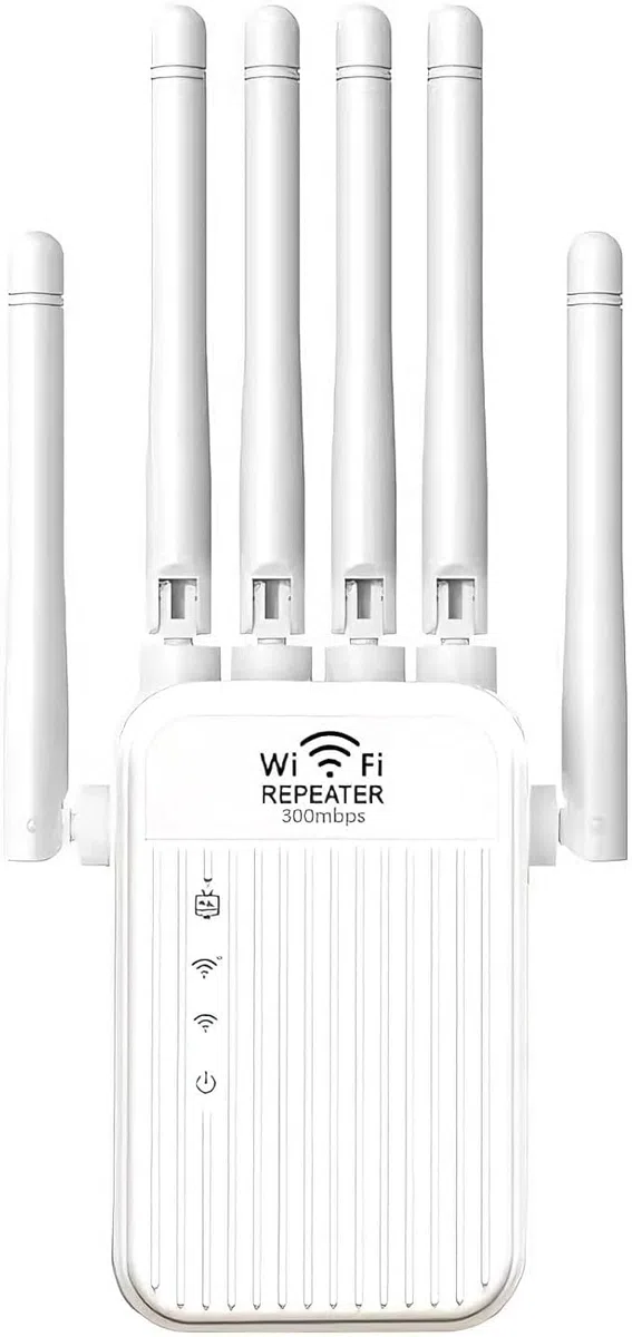 Répéteur WiFi 6 Puissant, 2026 Nouvel amplificateur de Signal WiFi, 6 antennes, 2 Ports LAN, amplificateur WiFi, Mode routeur/répéteur/AP, Couverture jusqu'à 300 m² pour la Maison et Le Bureau (L) (L)