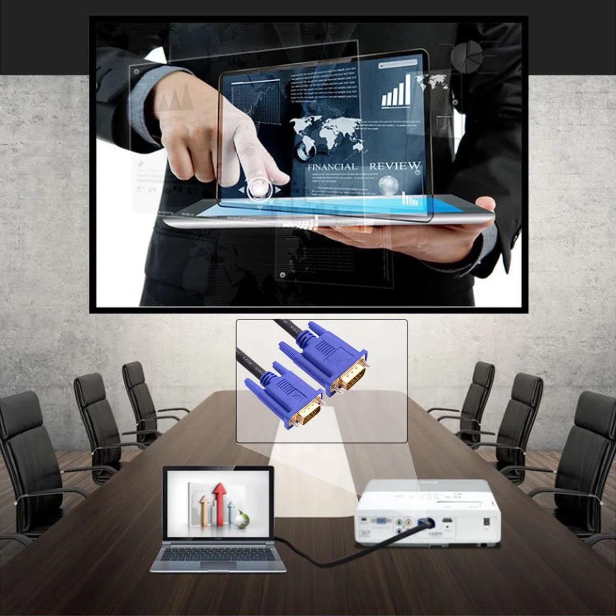 Câble vga pour moniteur, VGA vers DisplayPort plaqué or, compatible projecteurs et téléviseurs HD, écrans ordinateur portable (15 m)