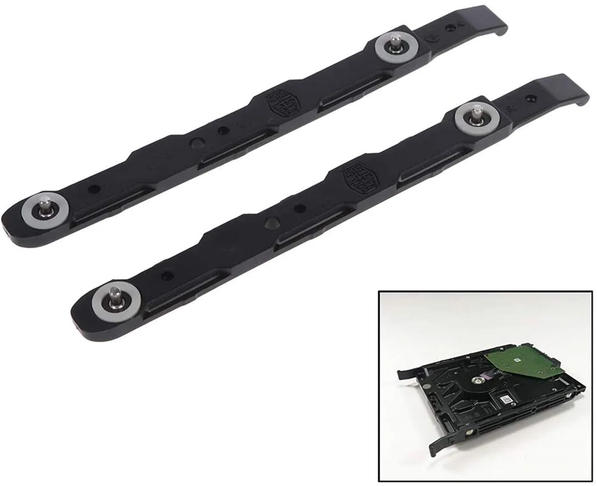Lot de 8 rails en plastique pour montage de châssis de disque dur - Noir
