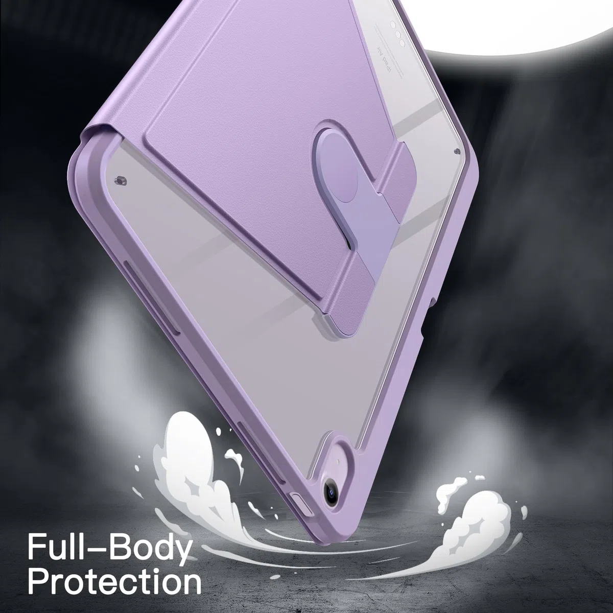 JETech Coque Rotatif pour iPad Air 13 Pouces M4/M3/M2 (2026/2025/2024) avec Porte-Pencil, Étui Housse de Support de Protection Rotatif à 360 Degrés Dos Transparent (Violet)