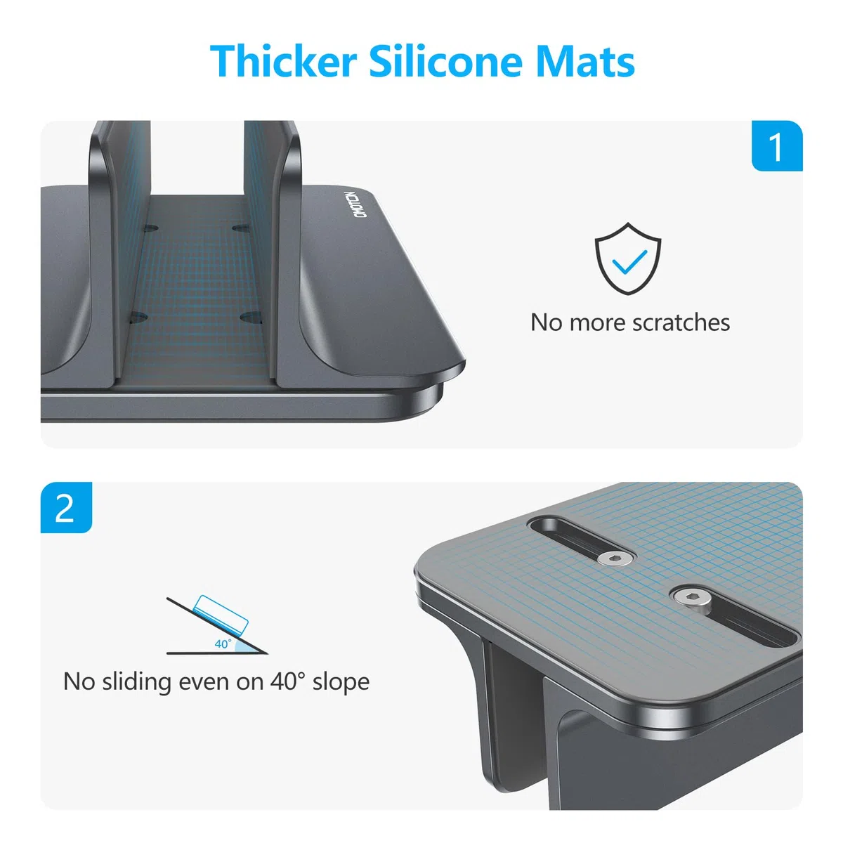 OMOTON Support Vertical réglable en Aluminium pour Ordinateur Portable pour MacBook Pro/Air, etc. (jusqu'à 17,3 Pouces)，Gris