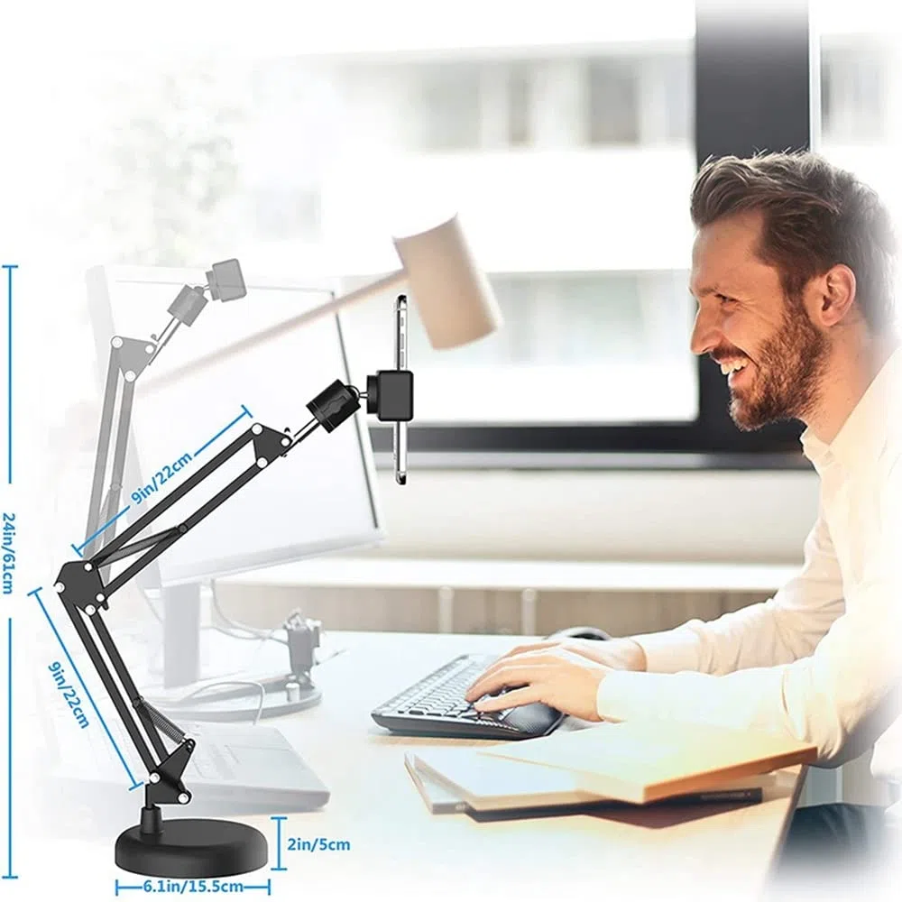 ziyuan Support de Webcam pour Support de Bras de Ciseaux de FlèChe de Suspension de Bureau avec Base Ronde AméLioréE, pour Webcam