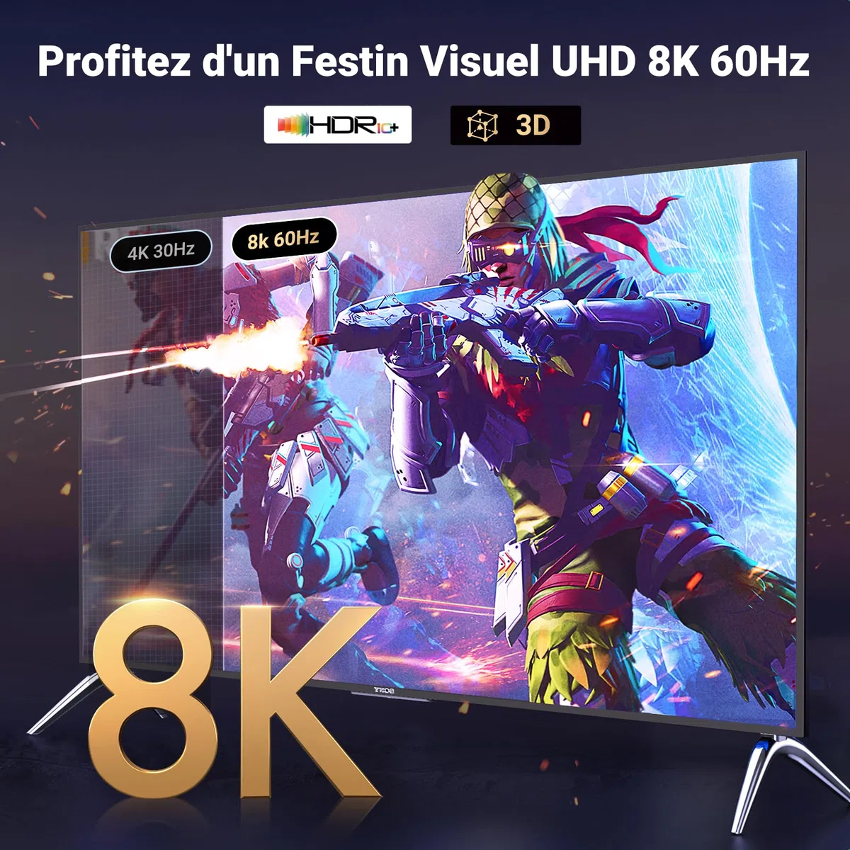 UGREEN 4K Câble DisplayPort vers HDMI 8K 60Hz 4K 240Hz Unidirectionnelle DP 1.4 vers HDMI 2.1 32.4Gbps HDR HDCP Nylon Tressé Compatible avec Insignia NVIDIA Laptop Projecteur Moniteur (2M)