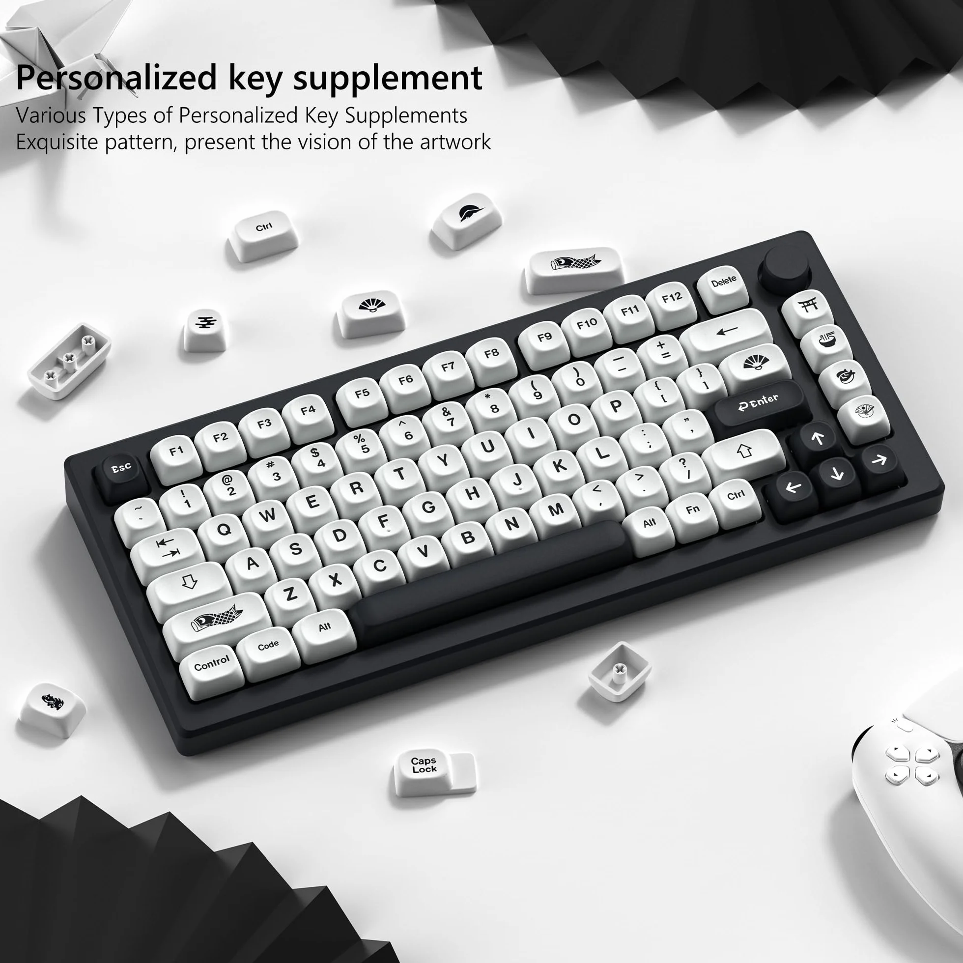 Womier MOA Keycaps, PBT Keyboard Keycaps for Mechanical Keyboard, Custom Cute Key Caps Set Dye-Sublimation for 60% 65% 75% 100% Percent Cherry MX - Japanese Style