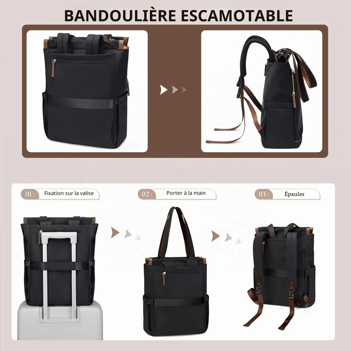 GOLF SUPAGS Sac à dos Convertible pour Ordinateur Portable pour Femmes Sac de Voyage Décontracté Notebook pour Travail Collège Voyage Loisirs