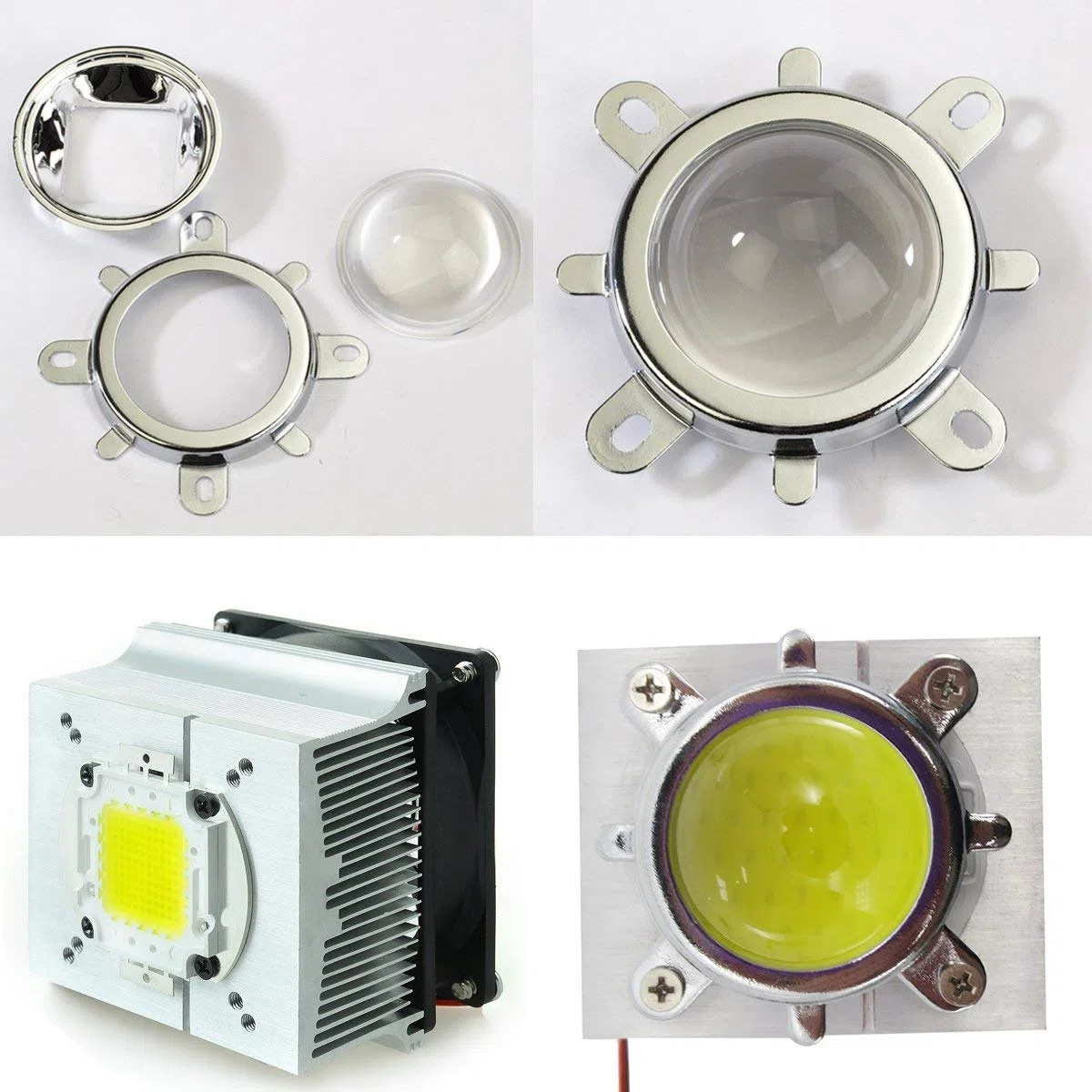Ventilateur de refroidissement de dissipateur en aluminium + lentille de 44mm 60 degrés pour 50W 100W LED Chip