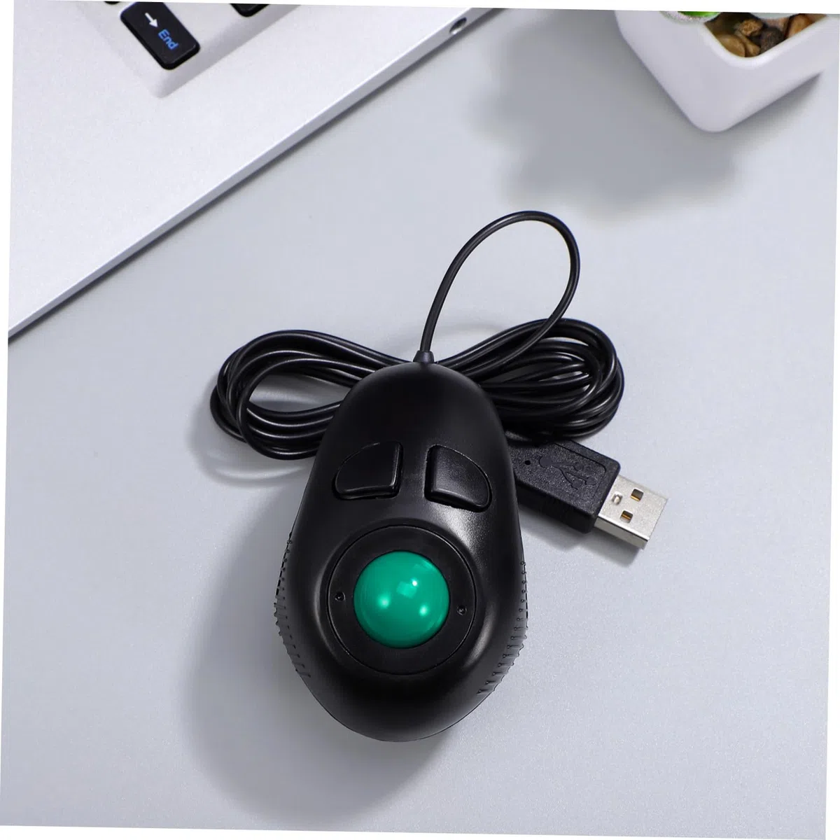 Souris Trackball Ergonomique USB Filaire 4d Compacte Noire 3 Boutons en Plastique Dur Solide, Mini Taille Adaptée Main Gauche ou Droite pour Ordinateur de Bureau