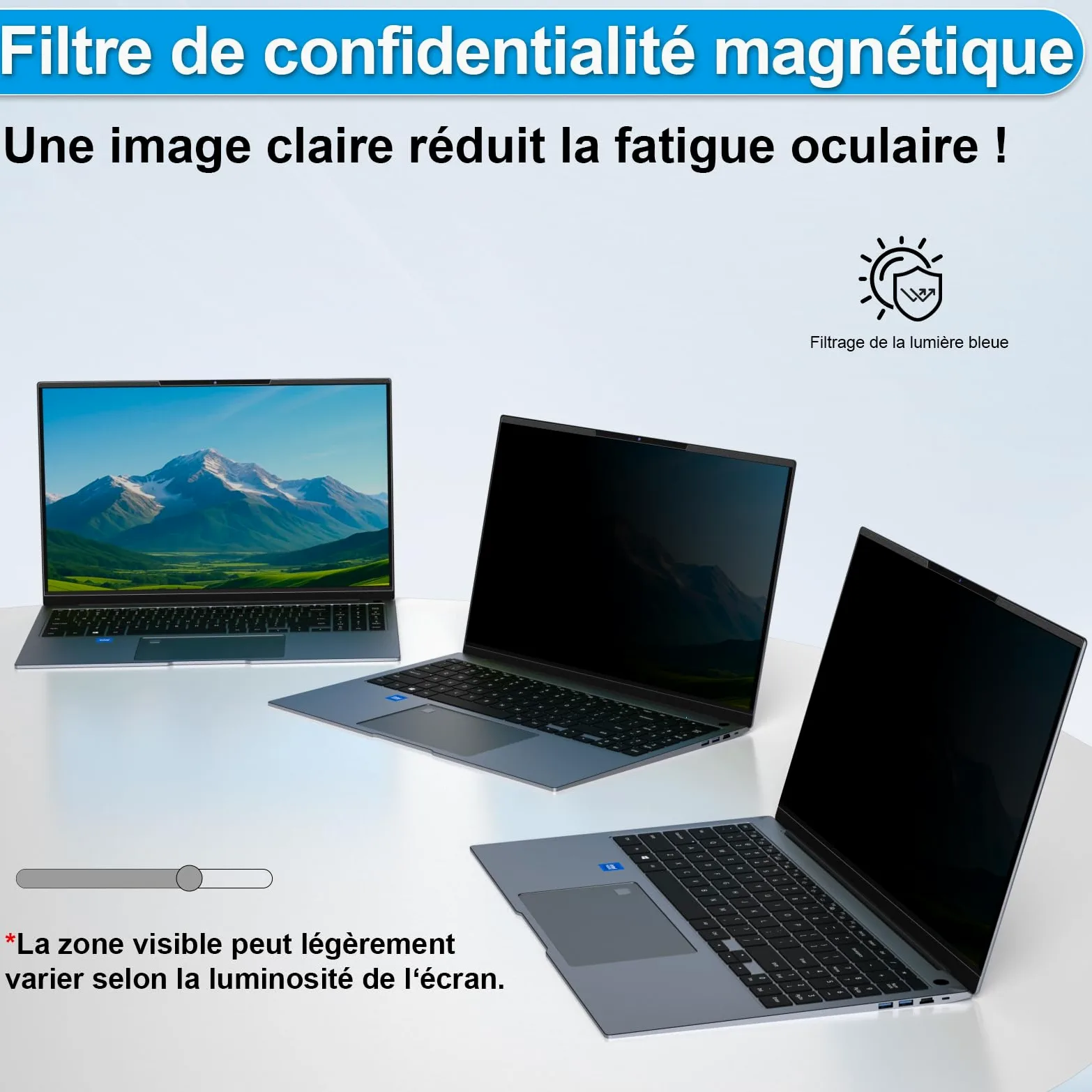 STARY Magnétique Filtre de Confidentialité pour Ordinateur Portable 14 Pouces 16:10 - Ecran Confidentialité Anti Espion,Anti-Lumière Bleu Laptop Privacy Screen Protector