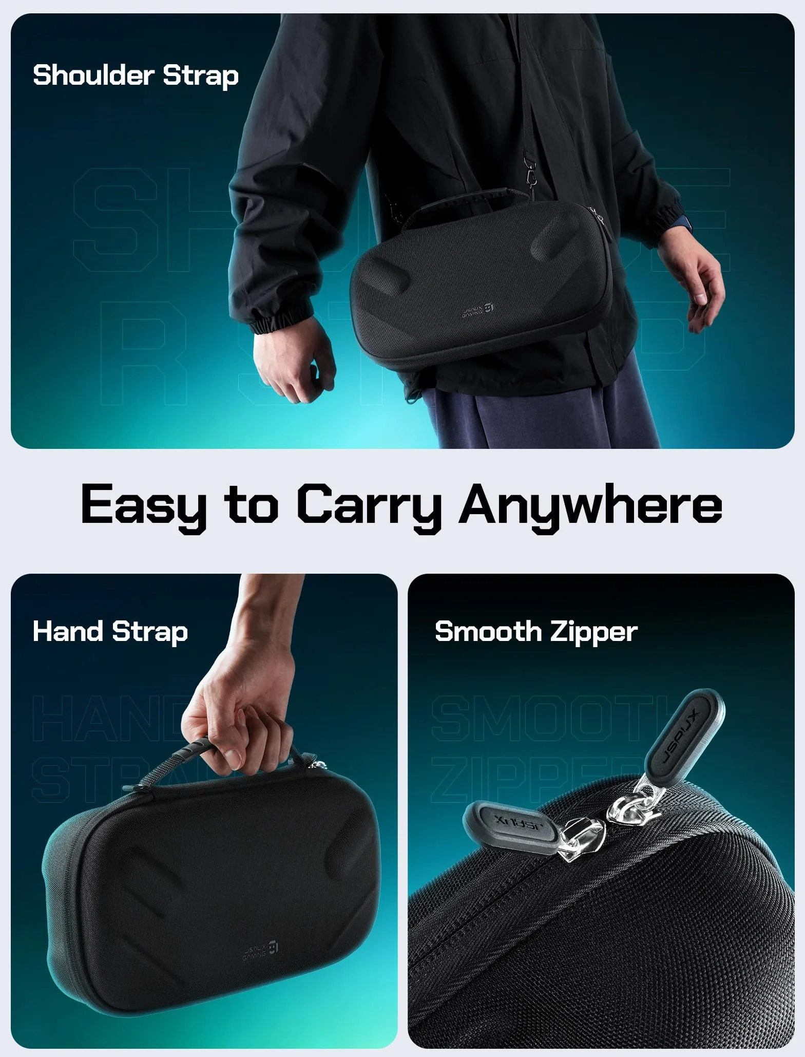 JSAUX Étui de transport pour ROG Xbox Ally / ROG Xbox Ally X (2025) - Coque rigide de protection à deux étages, étui de rangement de voyage portable à double couche pour adaptateur, câble et