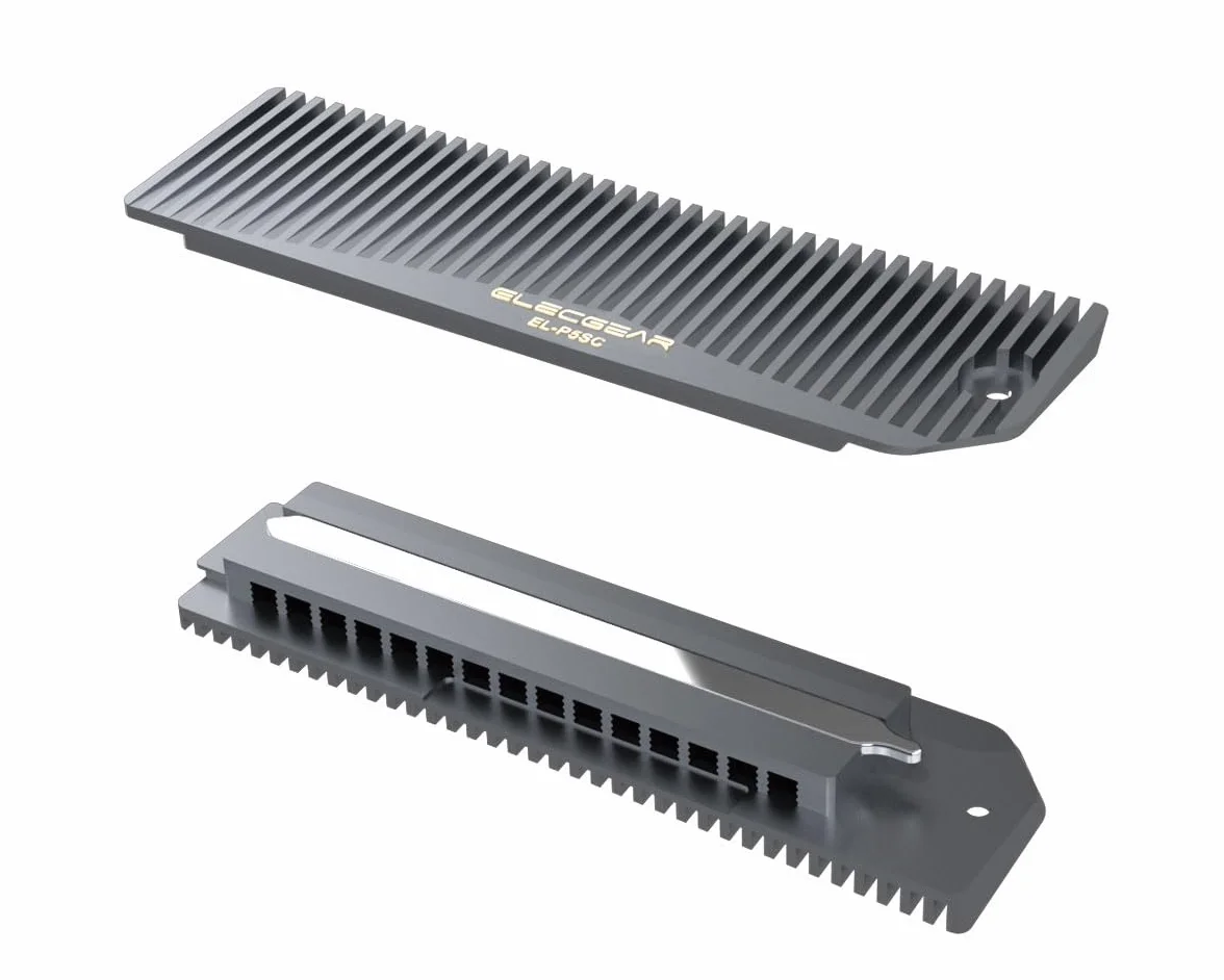 ElecGear Dissipateur de Chaleur pour PS5 Pro et Slim SSD, Caloduc + Refroidisseur de Radiateur en Aluminium Heatsink pour interne PCIe M.2 NVMe, Kit de Montage SSD repensé (EL-P5SC)