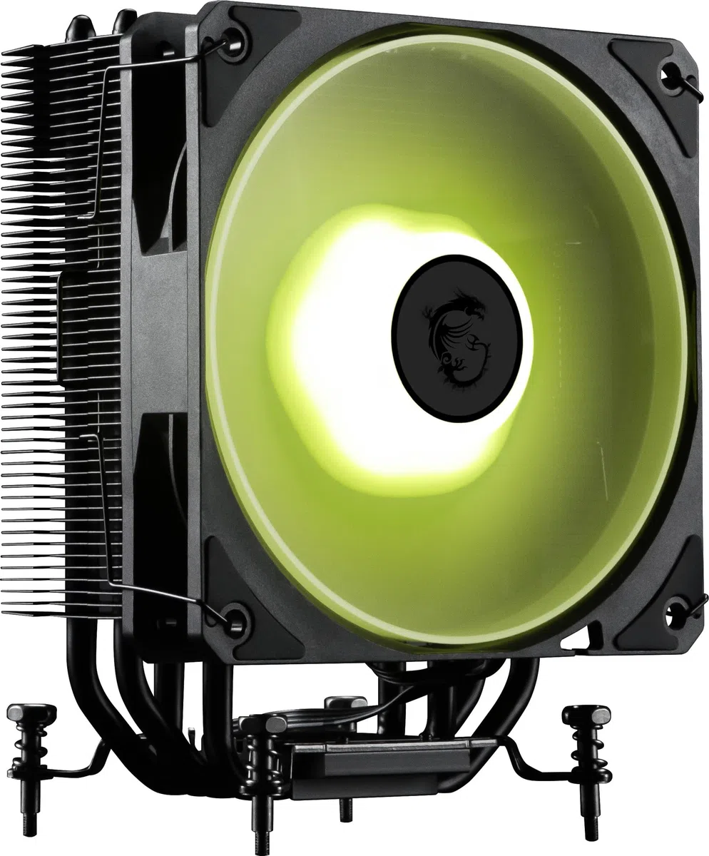 MSI MAG COREFROZR AA13 Ventirad pour processeur - Quatre caloducs en cuivre de 6 mm à contact direct, ARGB, CycloBlade 7, pâte thermique pré-appliquée, ventilateurs à roulement à billes.