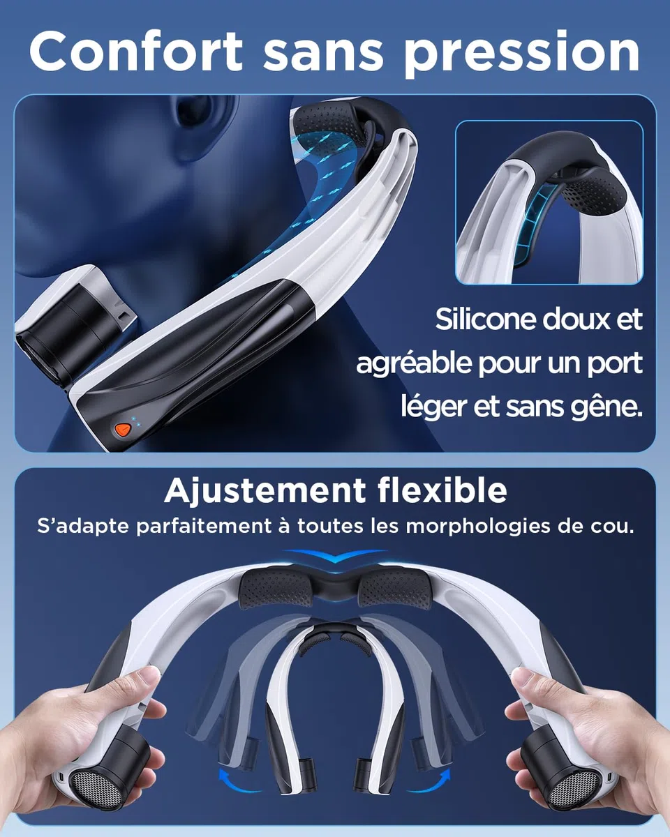 Lepwings Ventilateur de Cou, Autonomie 6–23h, 6 Vitesses, Silencieux & Confortable, USB-C Rechargeable, Batterie 6000 mAh, Ventilateur Tour de Cou pour Bureau, Sport, Voyage – Noir